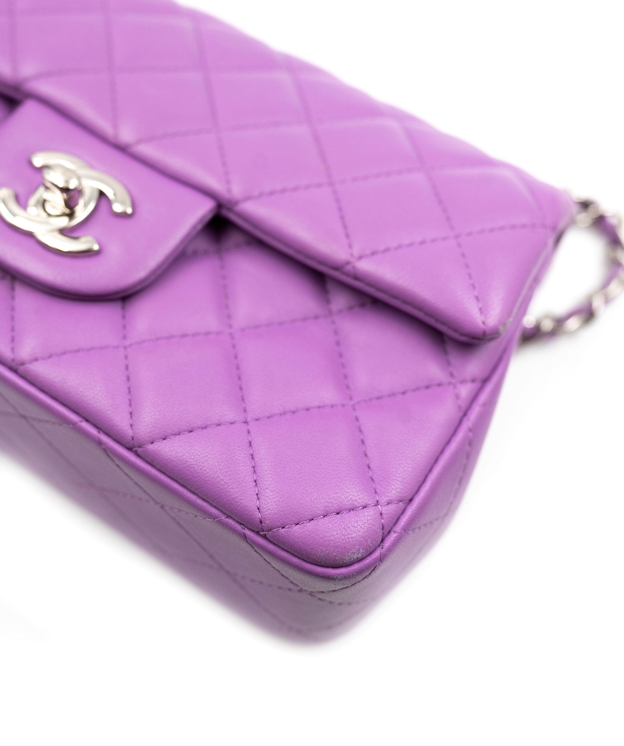 Chanel Chanel Purple Lambskin 8 Inch Classic Flap Bag PHW AGC1351