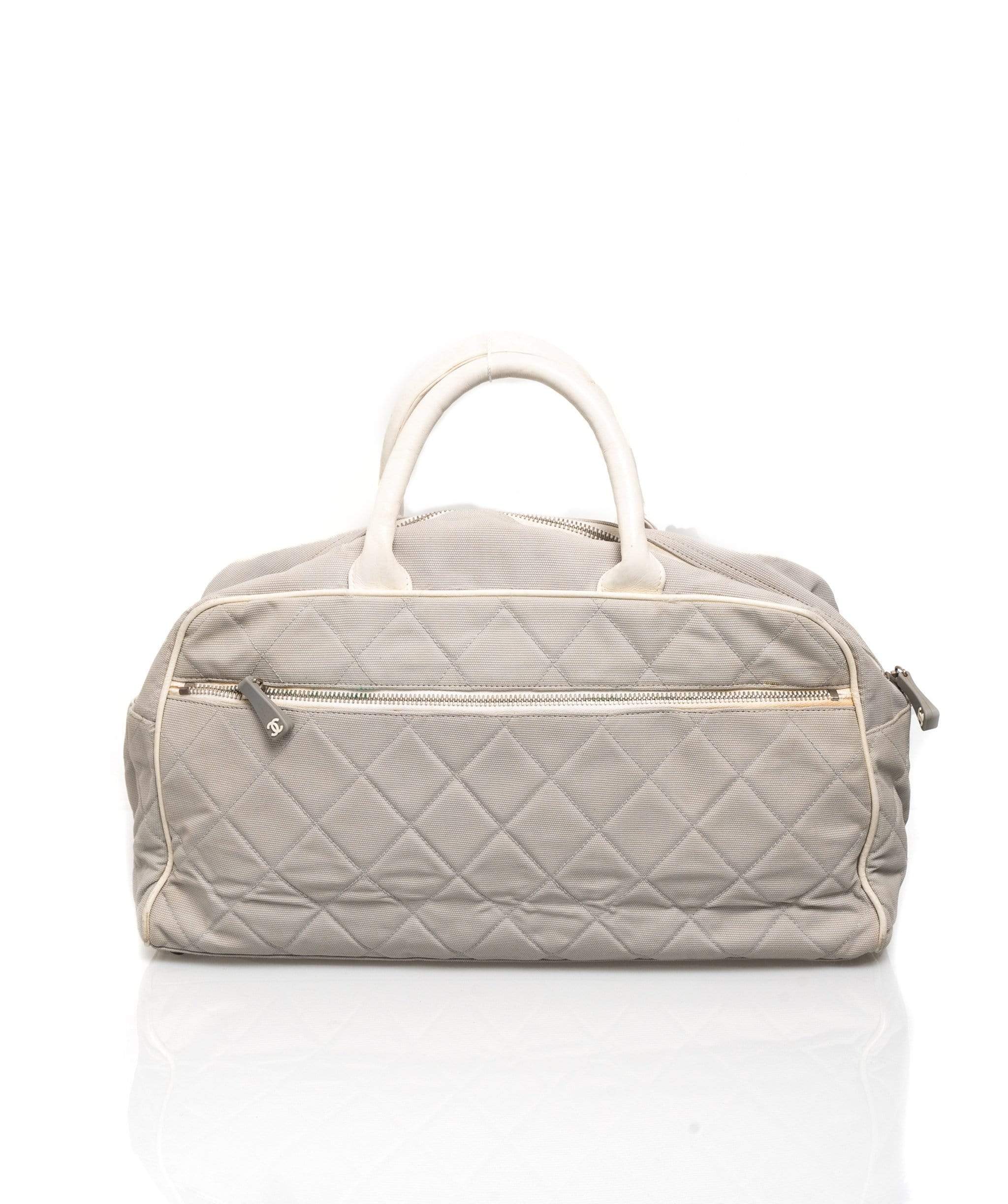 Chanel CHANEL Quilted Canvas Hand Bag Grey Boston Bag MW1803