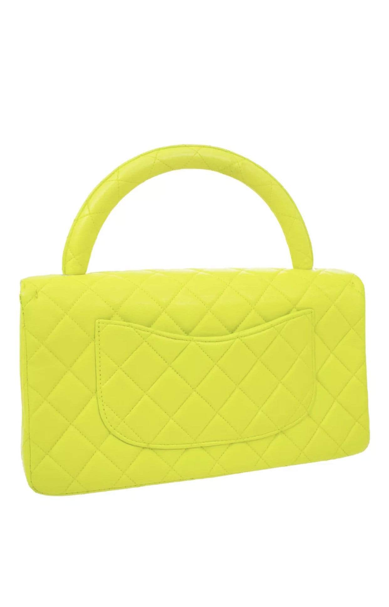 Chanel CHANEL Quilted CC Logos Hand Bag 4781274 Purse Lime yellow Lambskin - ASL1679