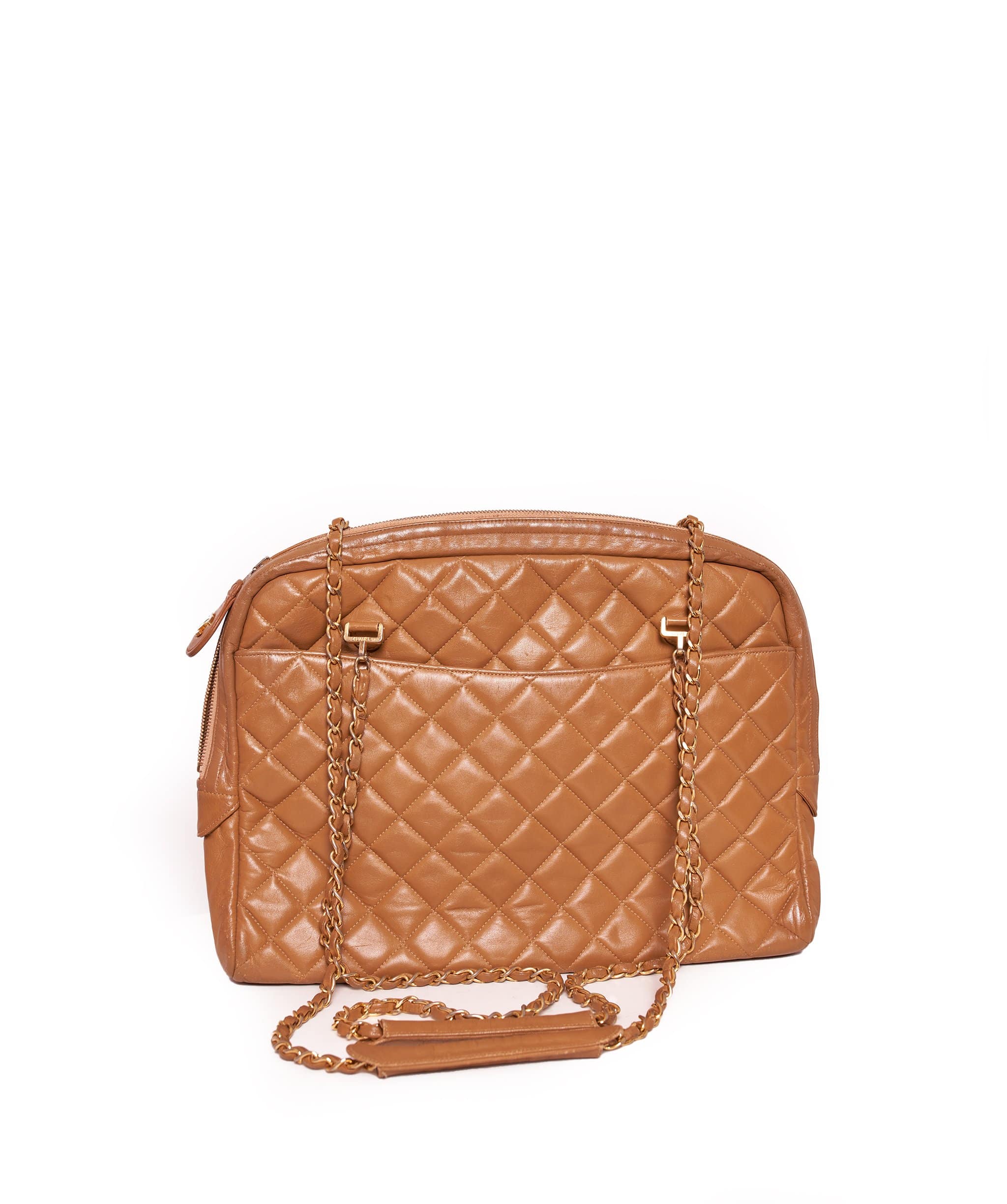 Chanel Chanel Quilted Lambskin Beige Shoulder Bag - AWL1528