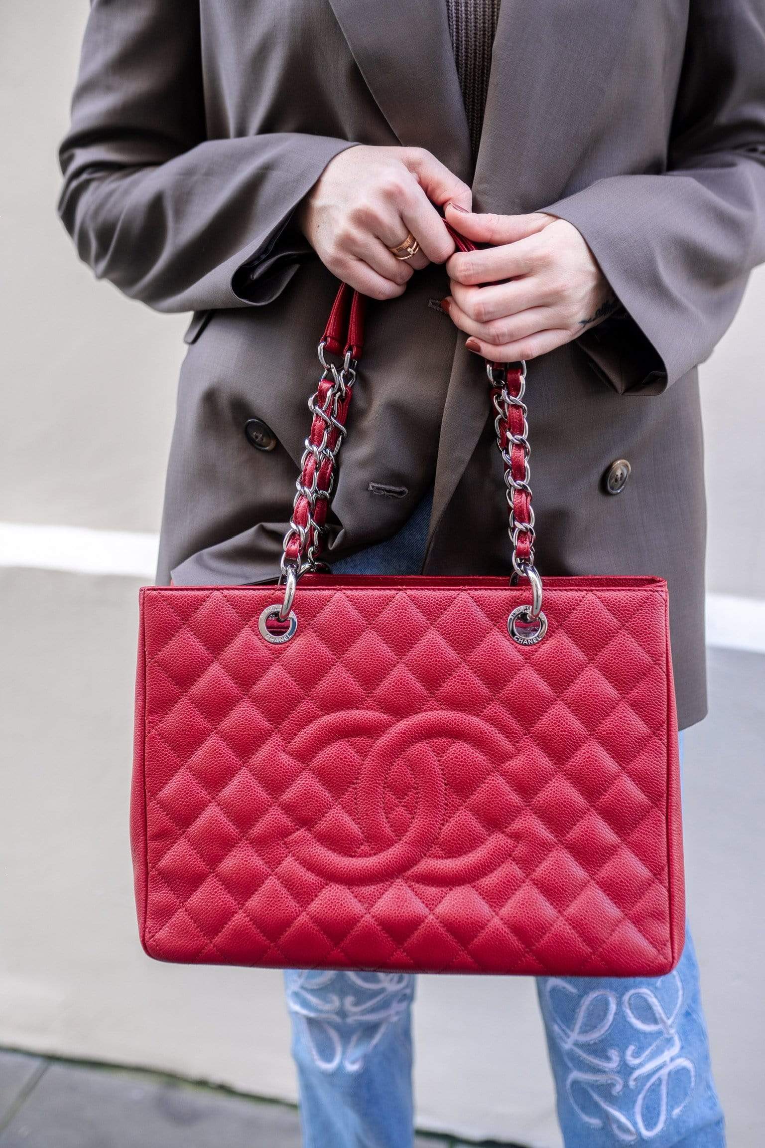 Chanel Chanel Red Caviar GST with Silver Hardware - ASL1461