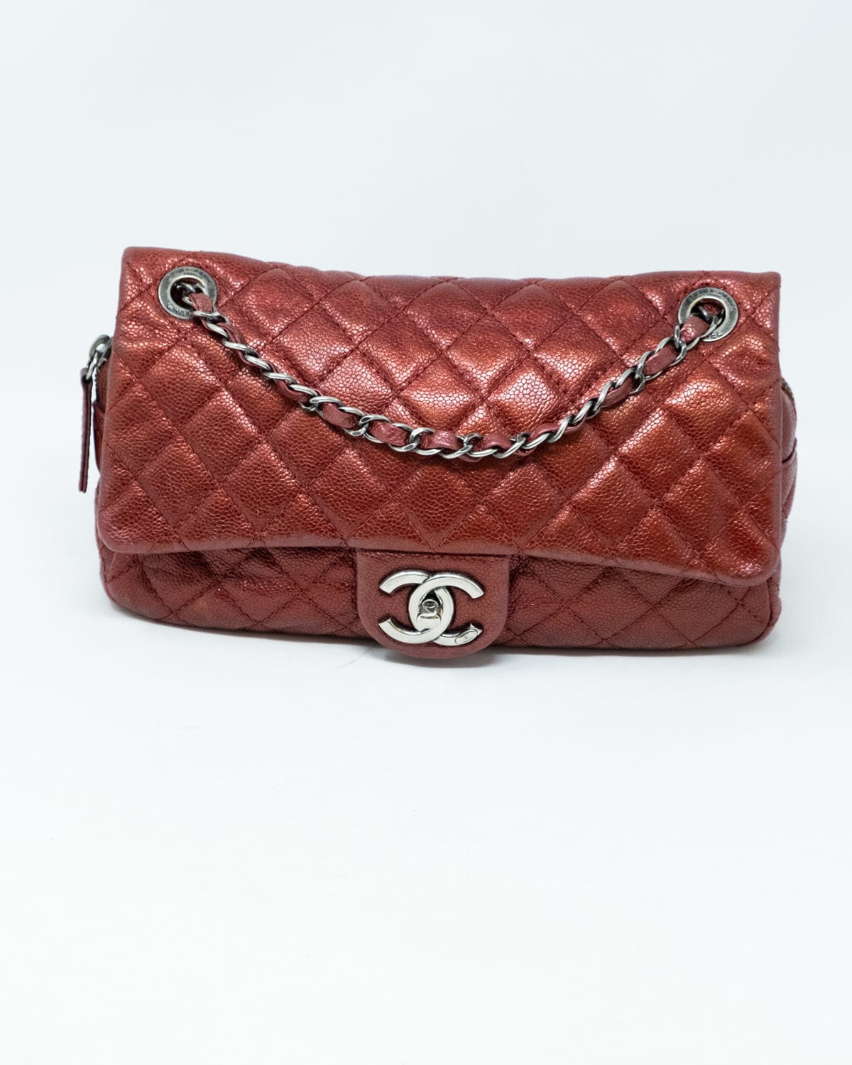 Chanel Chanel Red Caviar Leather CC Turnlock Soft Flap Bag PHW - AGL1737