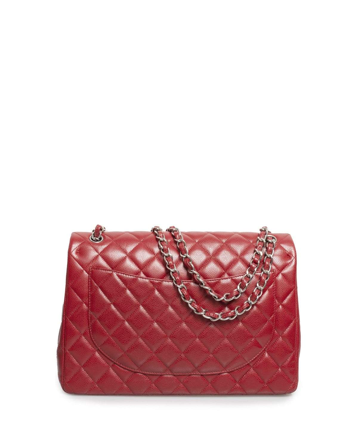 Chanel Chanel Red Caviar Leather Jumbo Classic Double Flap Bag PHW - AGL1446