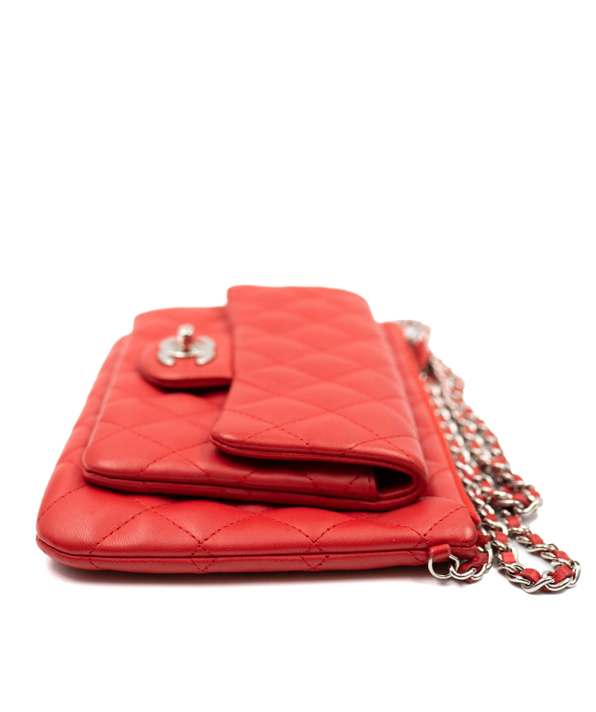 Chanel Chanel red double pouch on chain PHW ALL0092