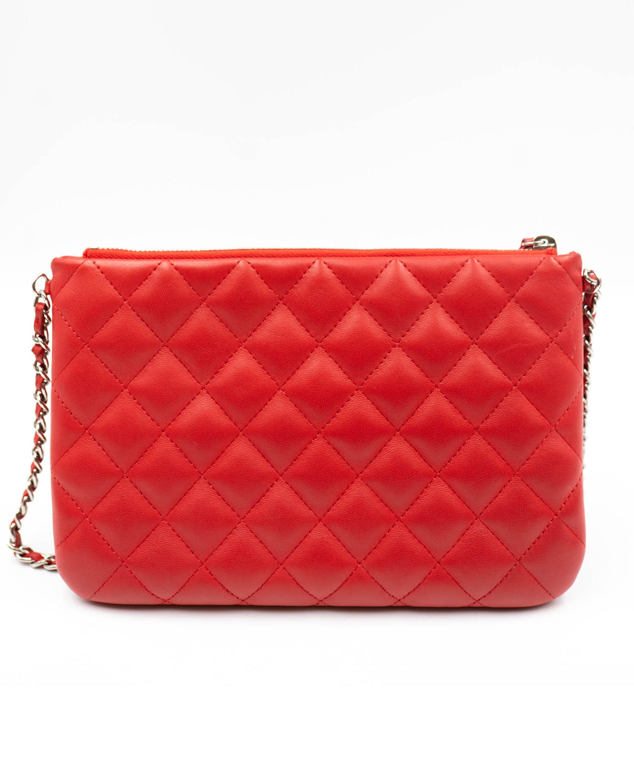 Chanel Chanel red double pouch on chain PHW ALL0092