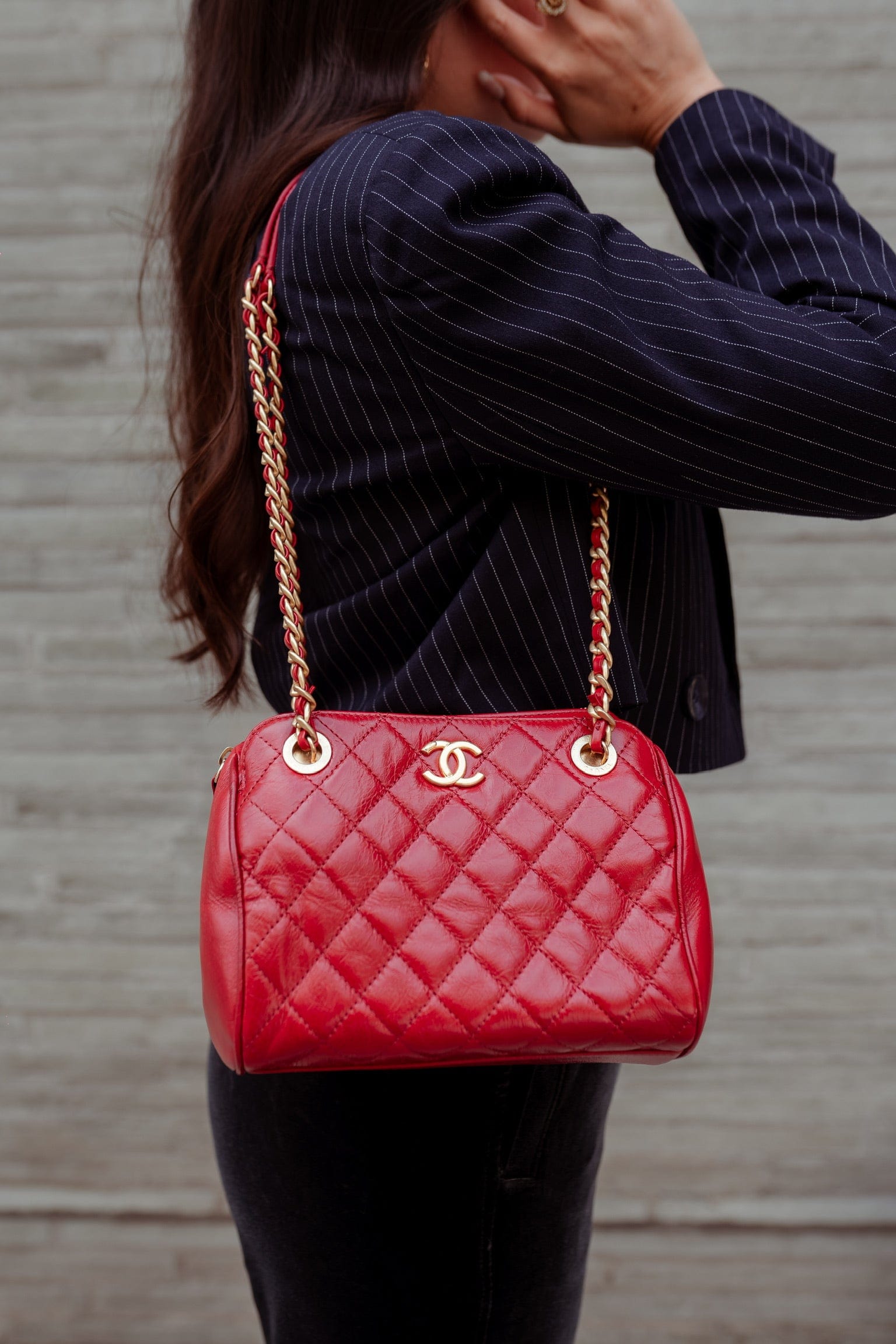 Chanel Chanel Red Goatskin Quilted Leather Tote Bag GHW  - AGL1707