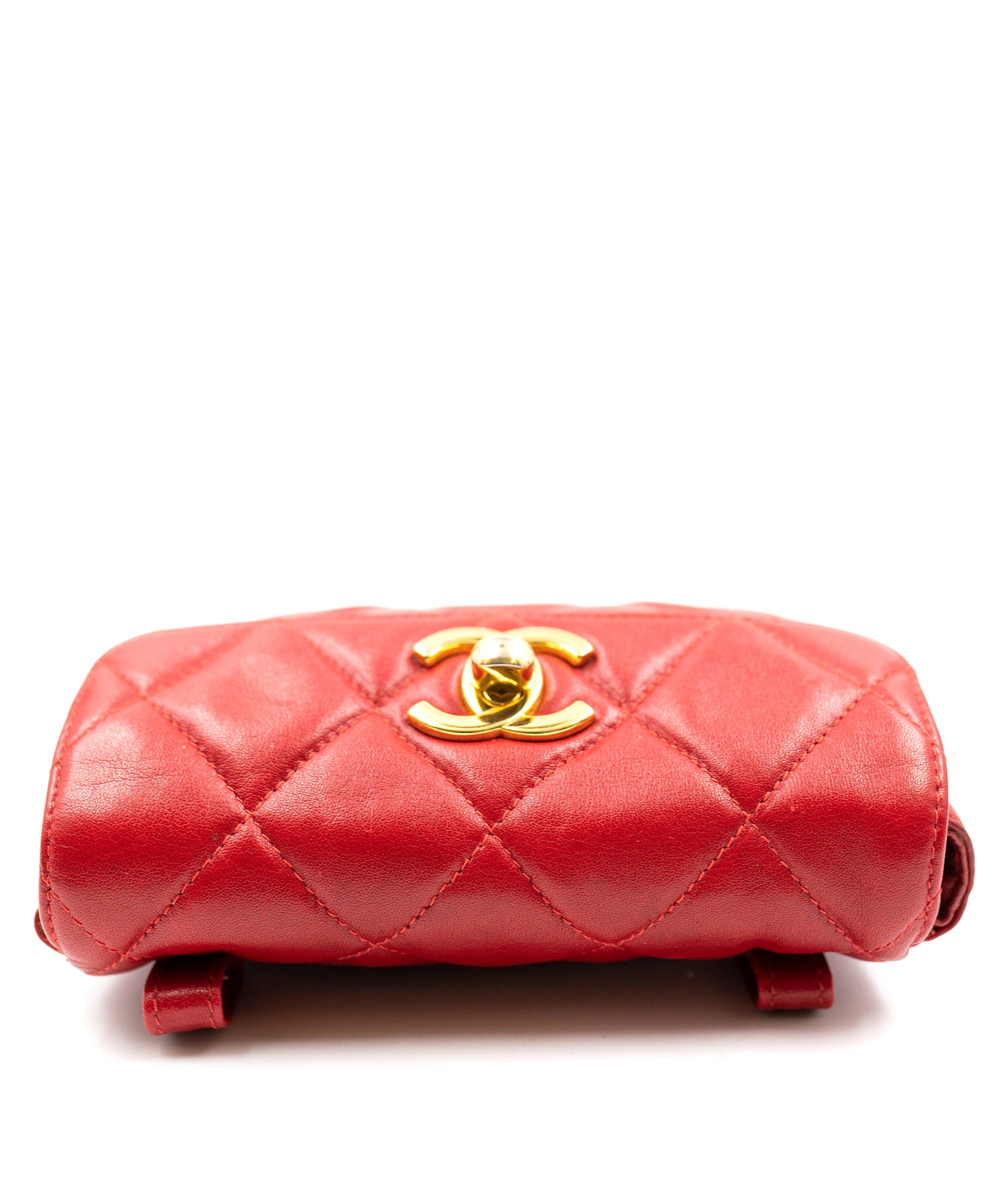 Chanel Chanel Red Lambskin CC Turnlock Waist Bag GHW  - AGL2050