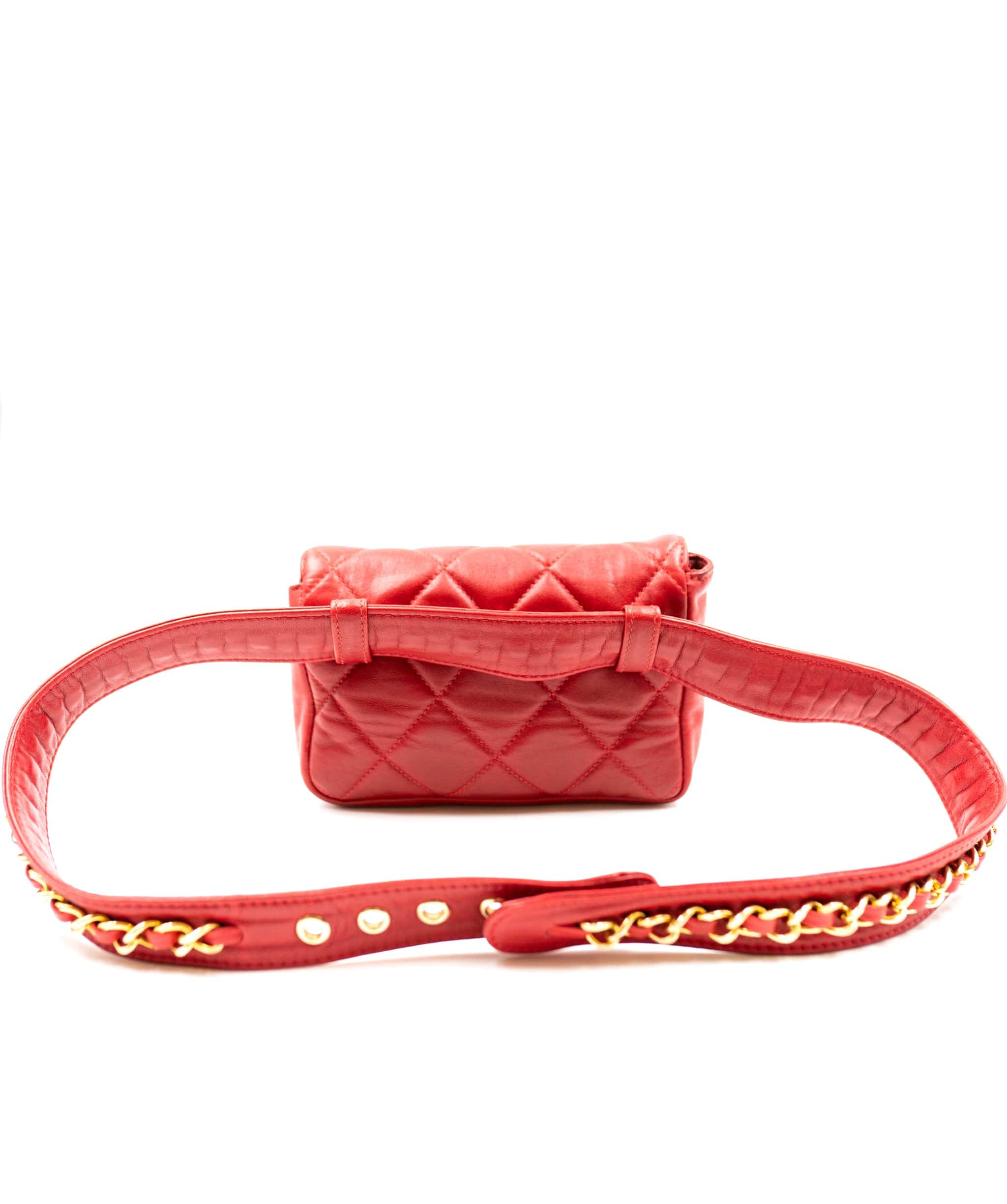 Chanel Chanel Red Lambskin CC Turnlock Waist Bag GHW  - AGL2050