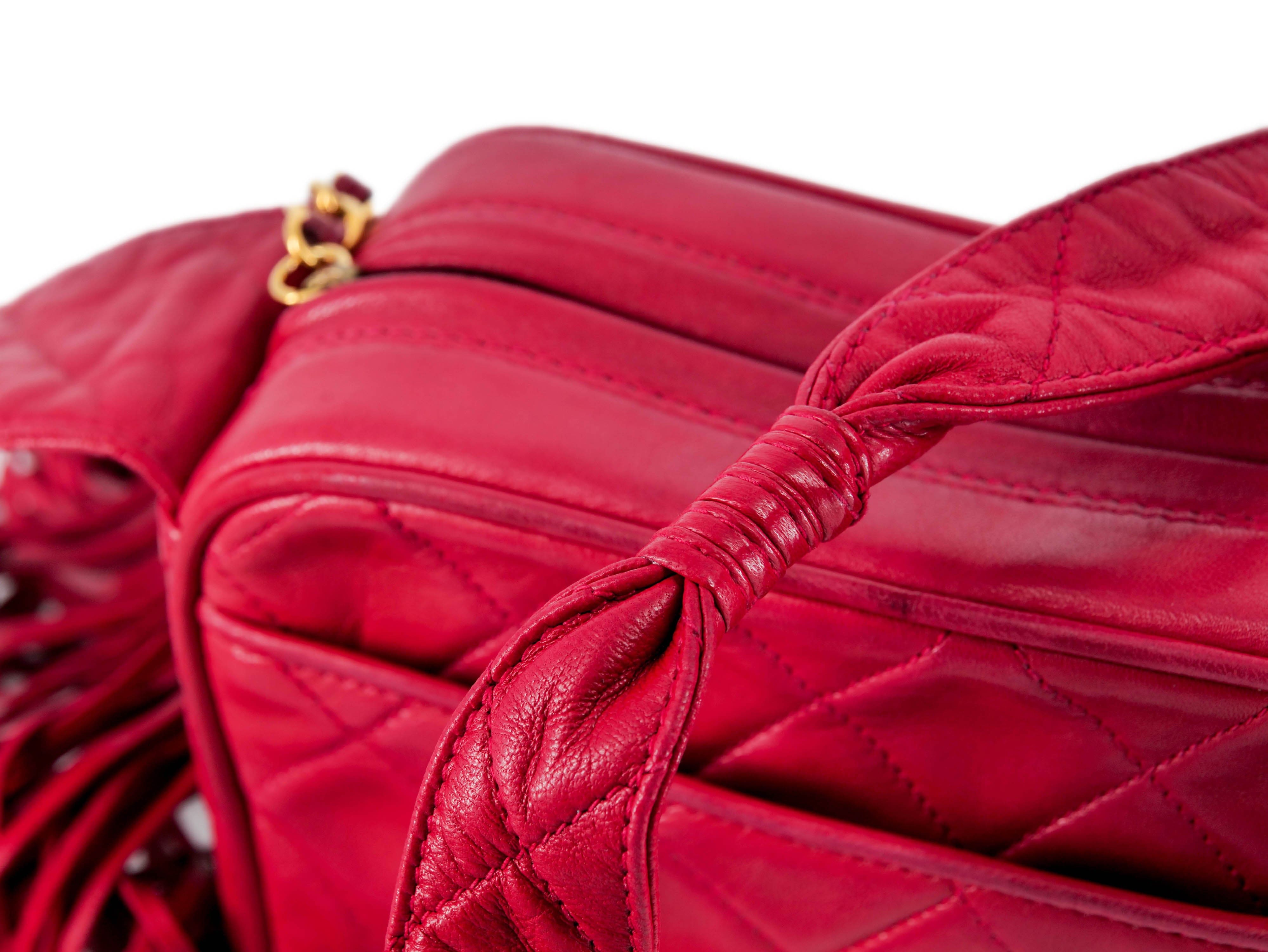 Chanel Chanel Red Lambskin Quilted Bag with GHW - AWC1262