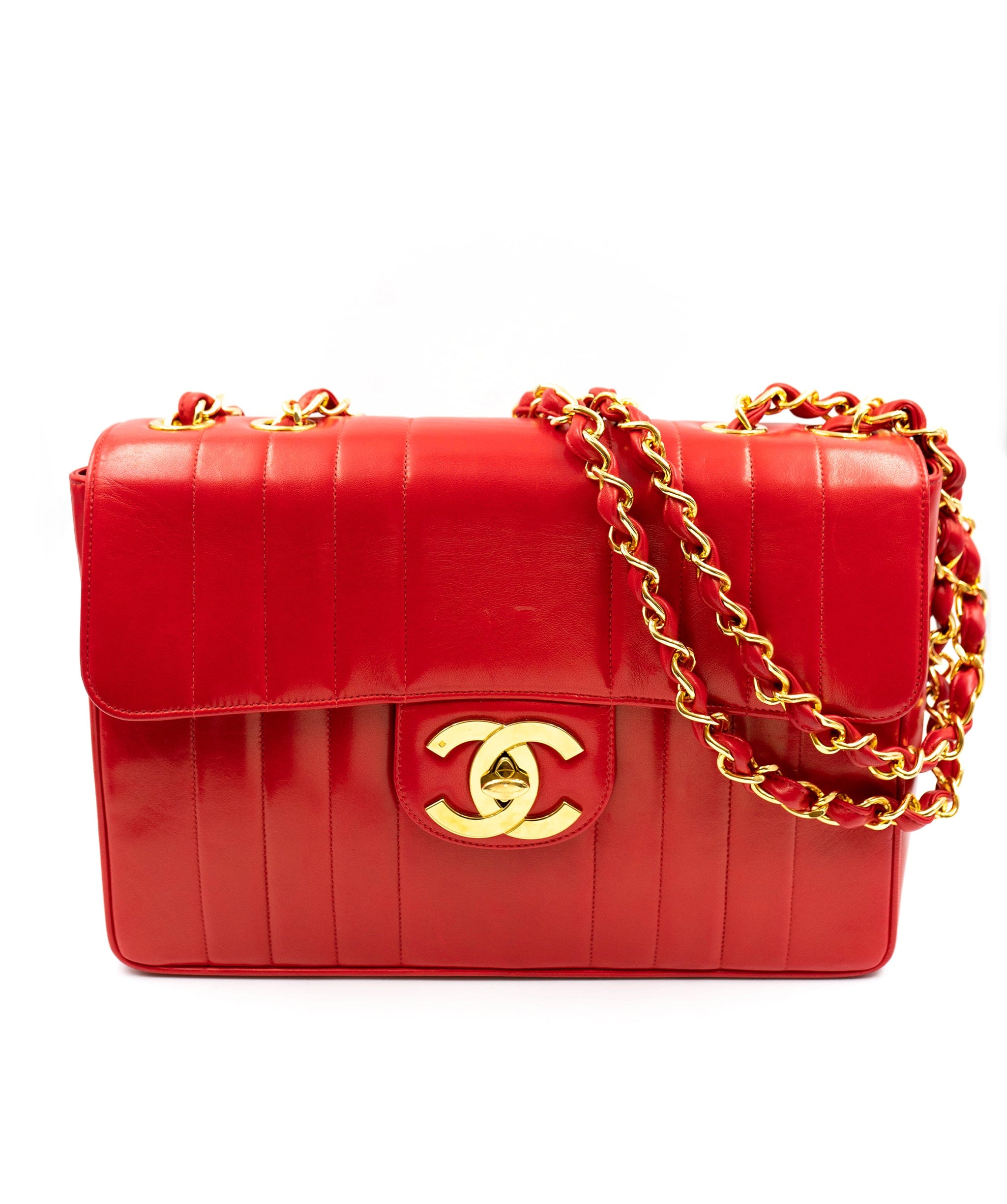 Chanel Chanel Red Mademoiselle Maxi flap bag with GHW AGC1243