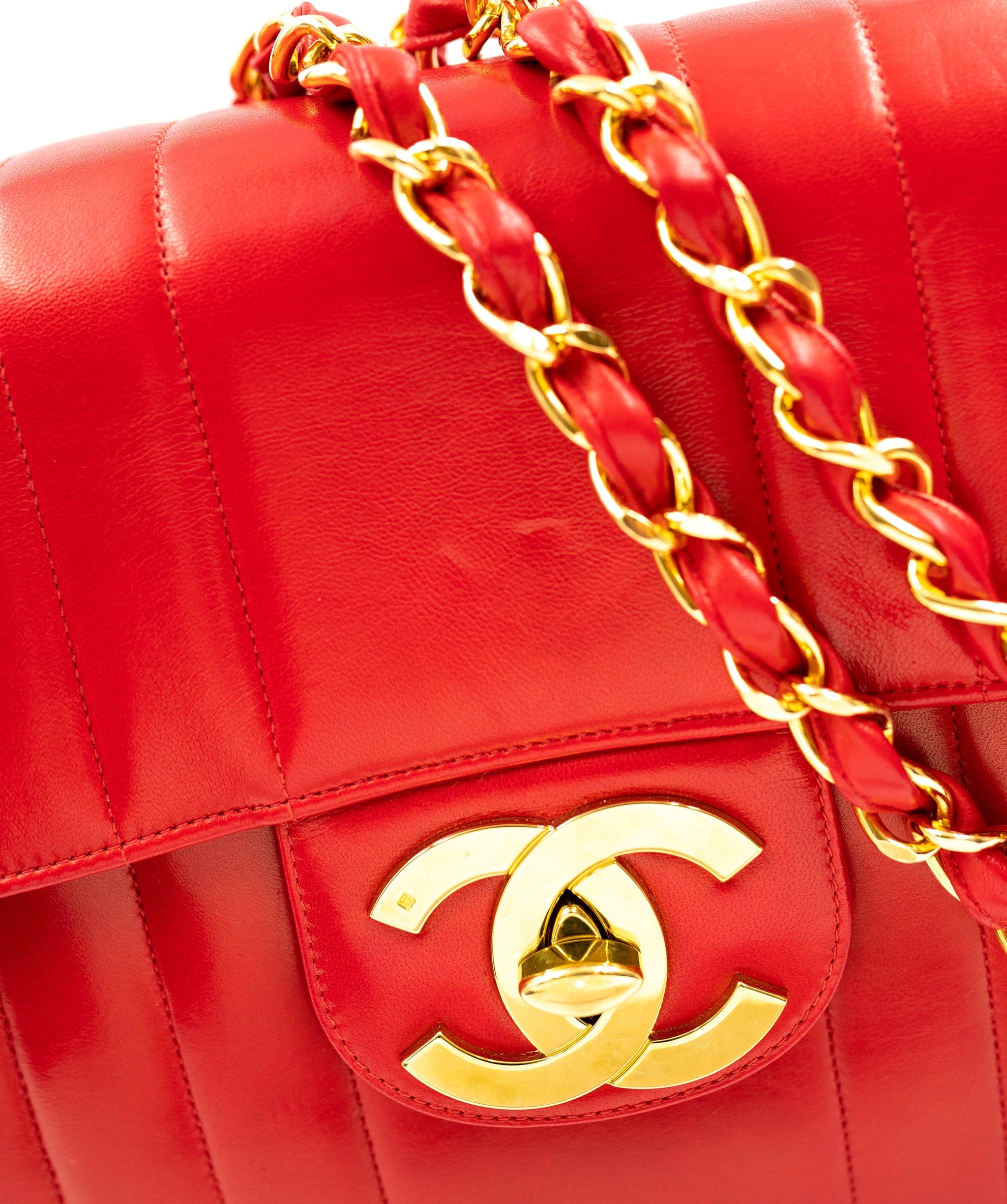 Chanel Chanel Red Mademoiselle Maxi flap bag with GHW AGC1243