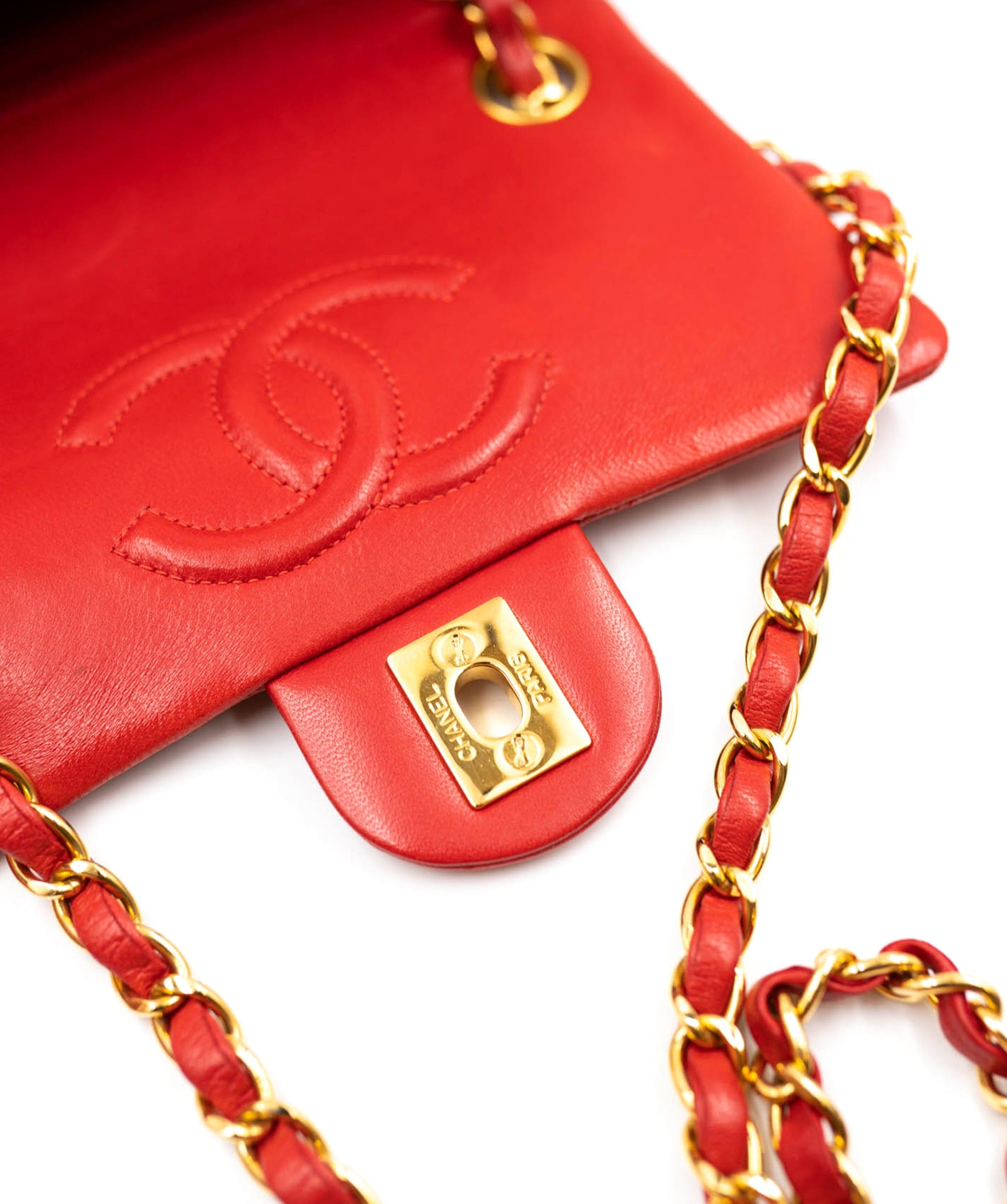 Chanel Chanel red mini square flap UKL1008