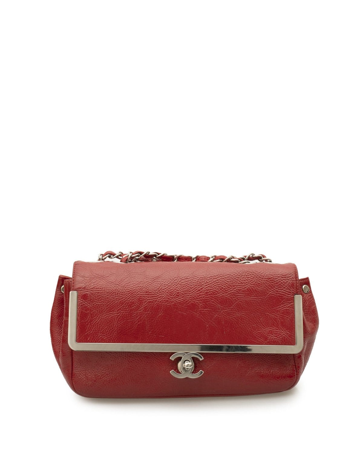 Chanel Chanel Red patent Single flap Bag with Silver Hardare - AWL2041