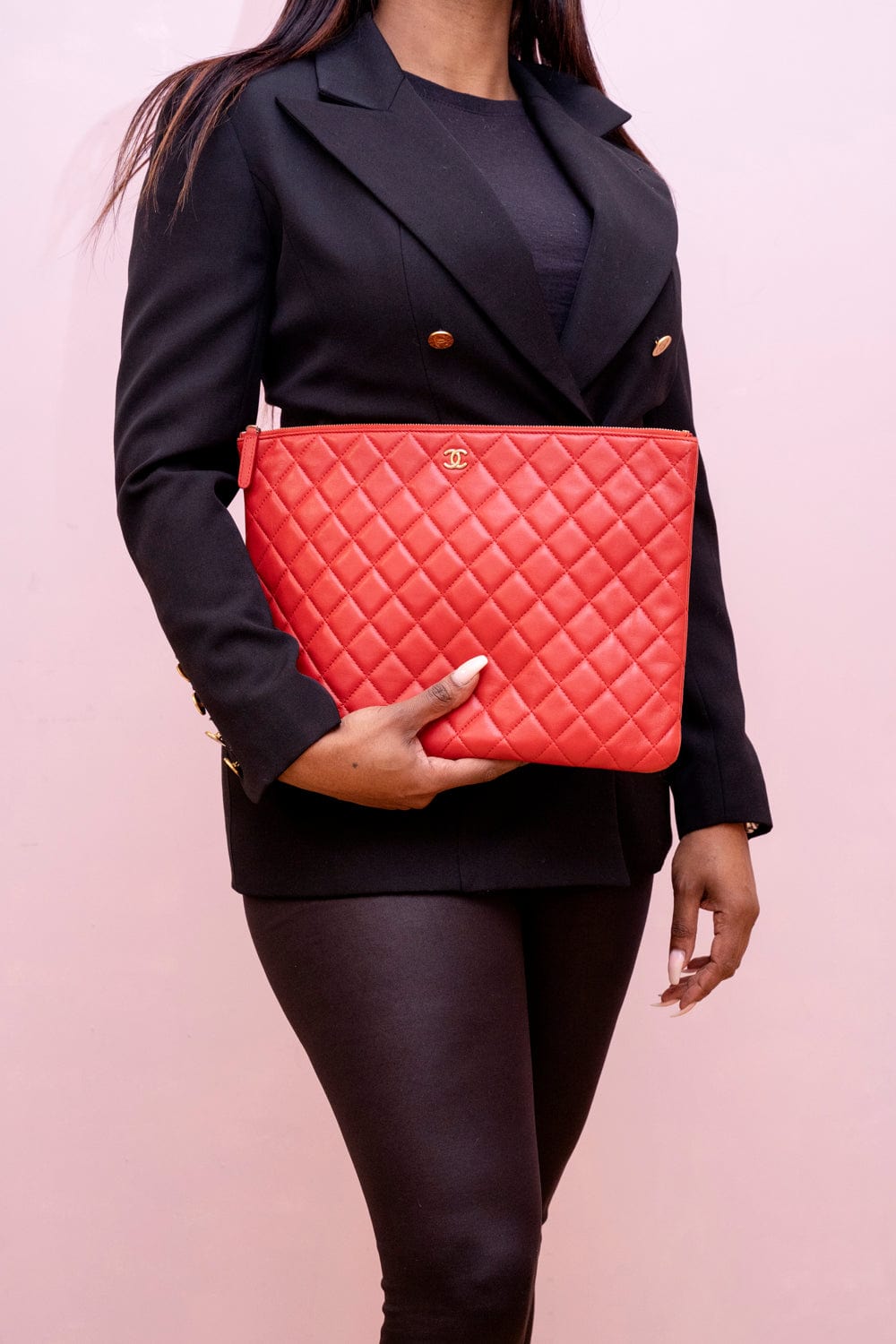 Chanel Chanel Red Quilted O Case Clutch - ARL1018