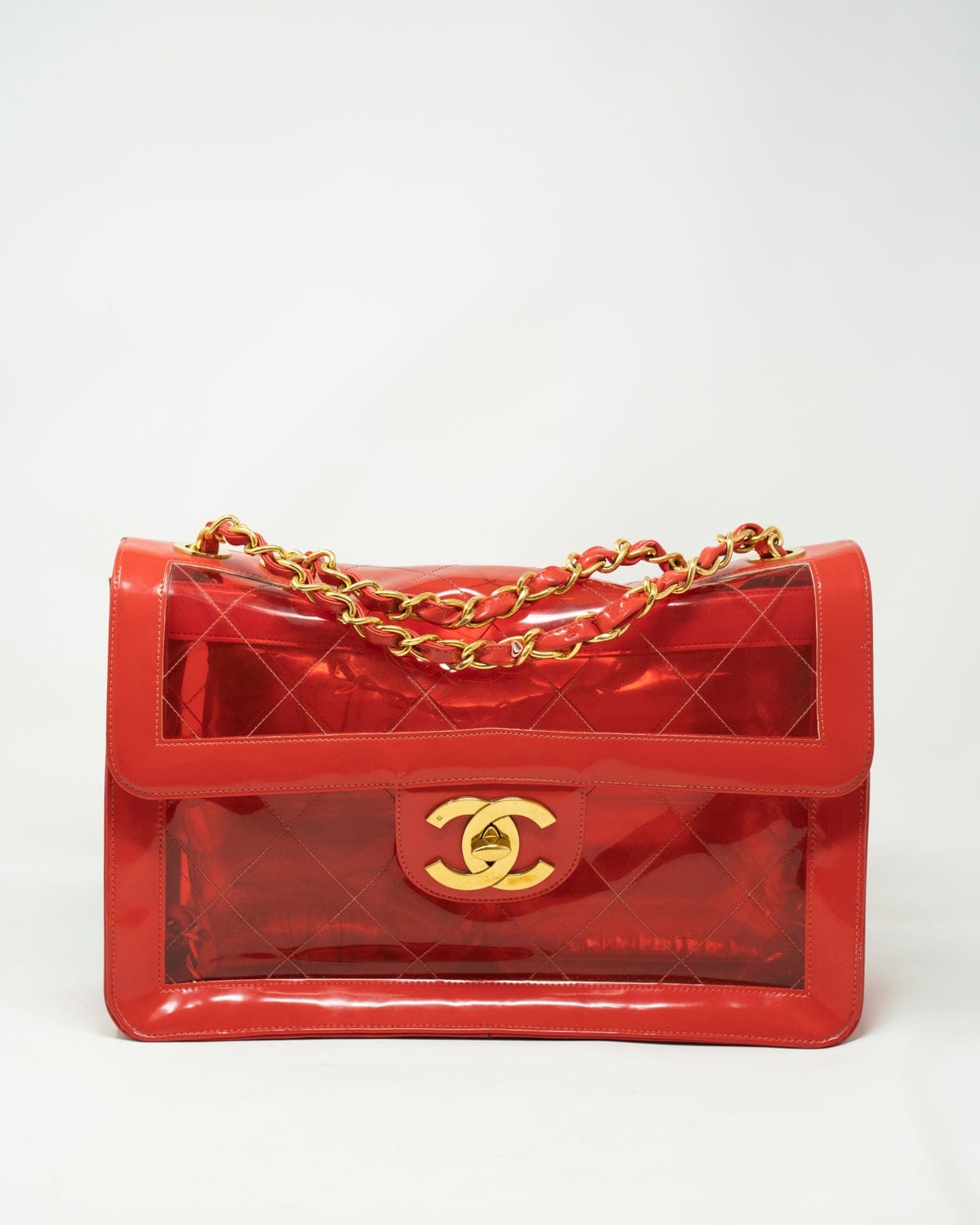 Chanel Chanel Red Vinyl Maxi Flap Bag - ASL2175