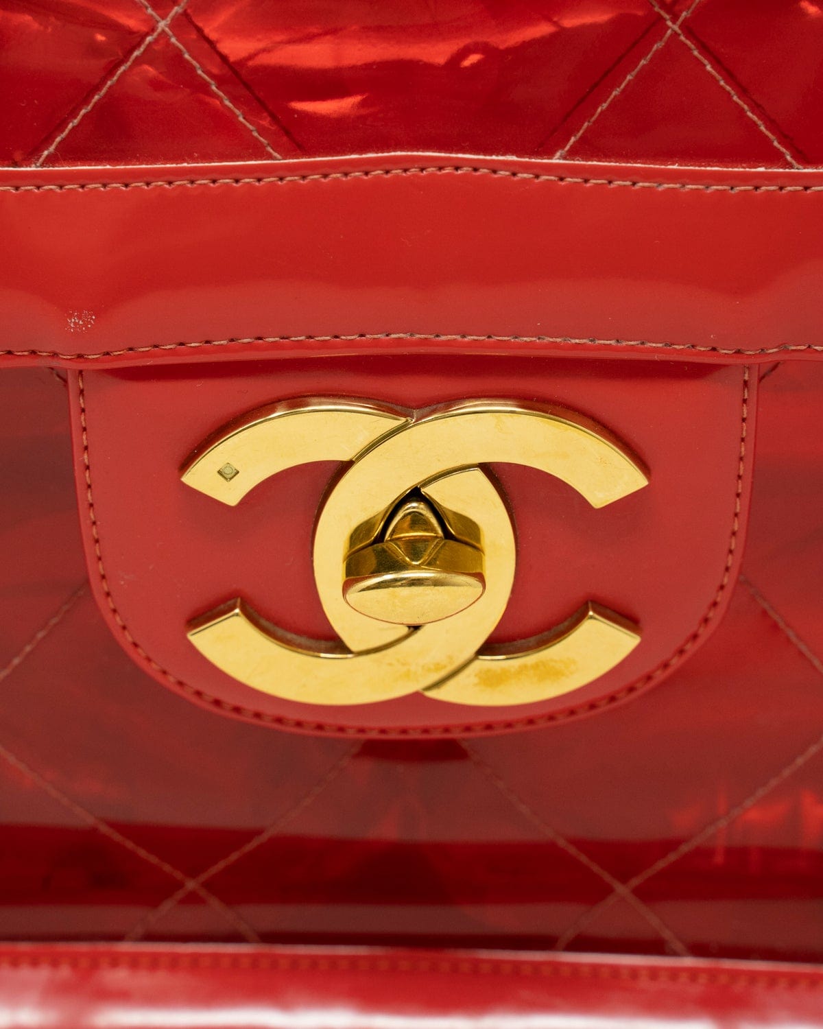 Chanel Chanel Red Vinyl Maxi Flap Bag - ASL2175