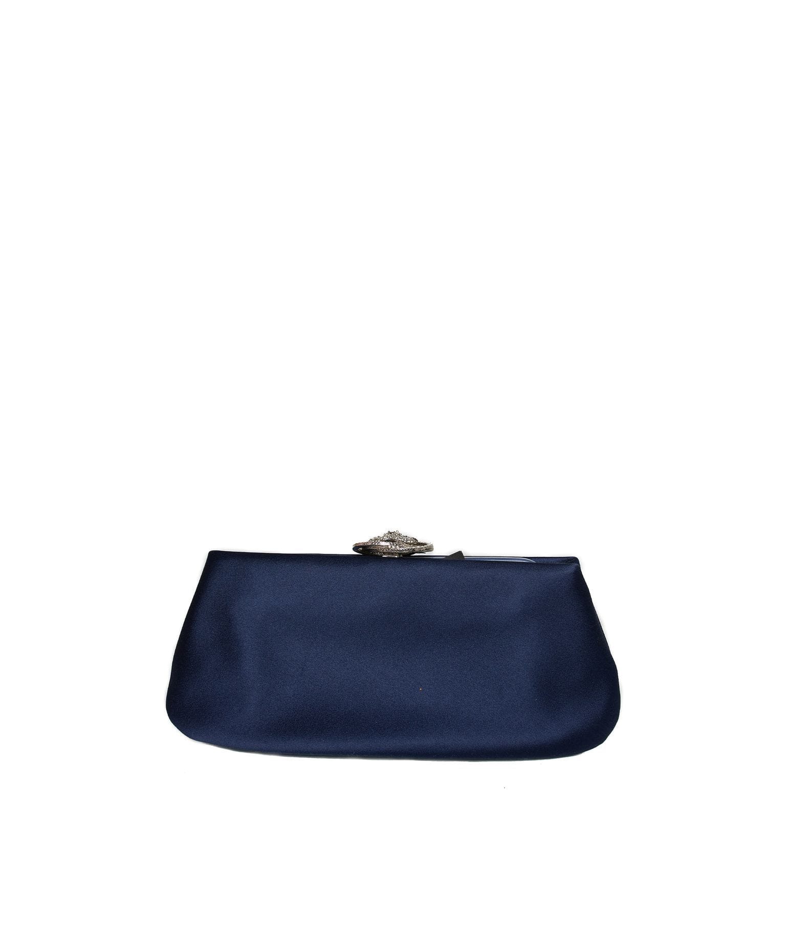 Chanel Chanel Satin Navy Camelia Flower Clutch Bag  AGL1074