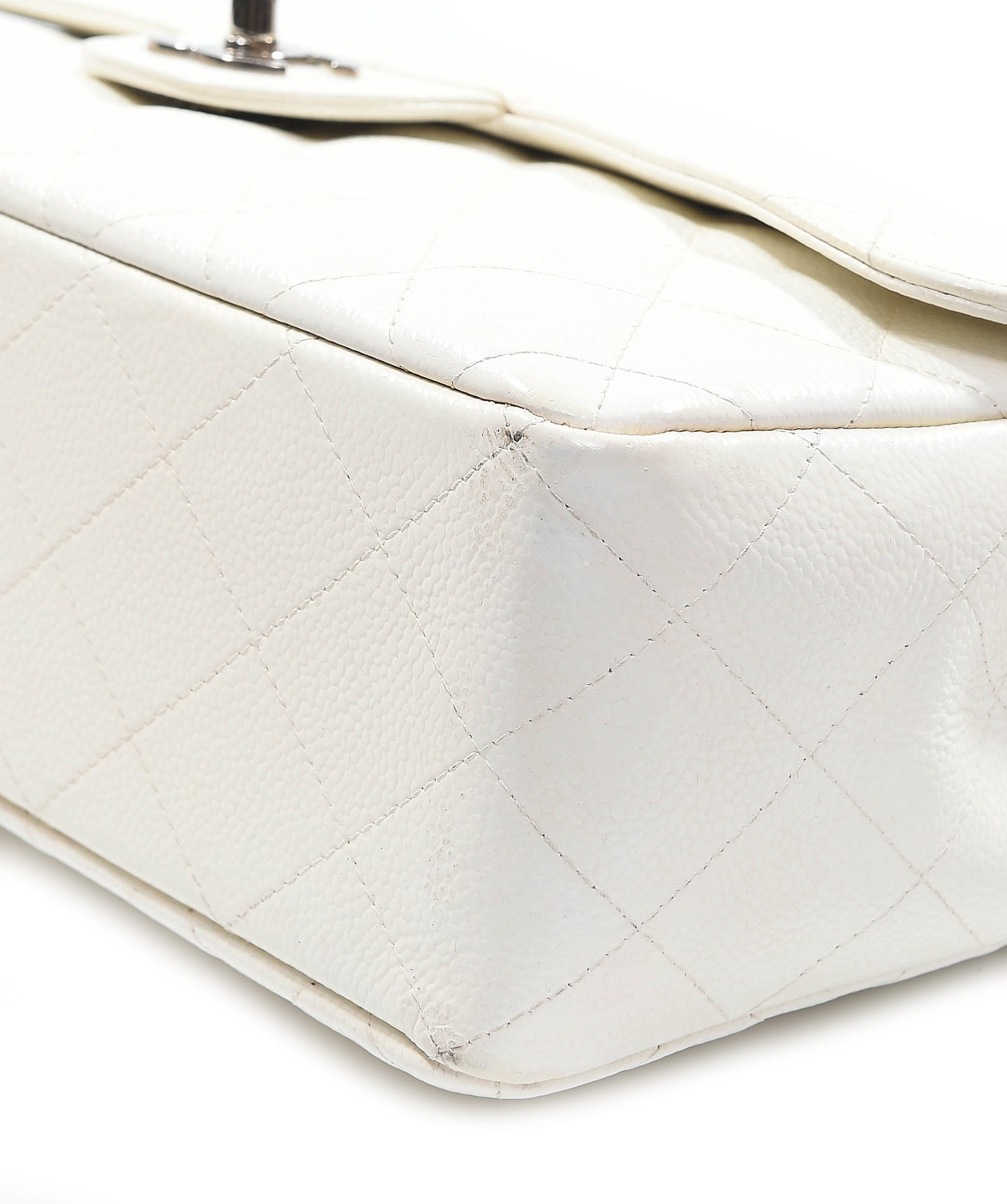 Chanel Chanel single flap jumbo white caviar SHW SKL1055