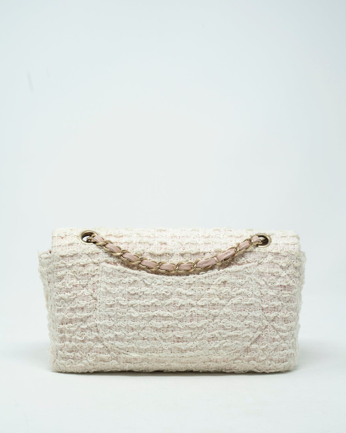 Chanel Chanel Single Flap Rose/White Tweed Crossbody Bag - AWL2652