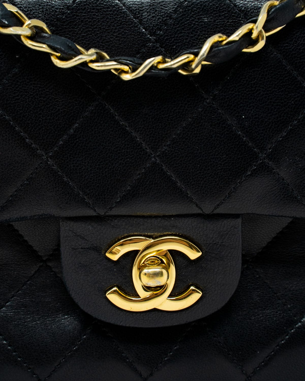 Chanel Chanel small black lambskin flap bag gold hardware ASL2346