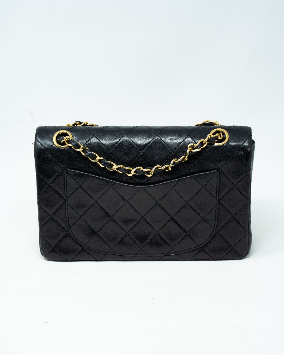 Chanel Chanel small black lambskin flap bag gold hardware ASL2346