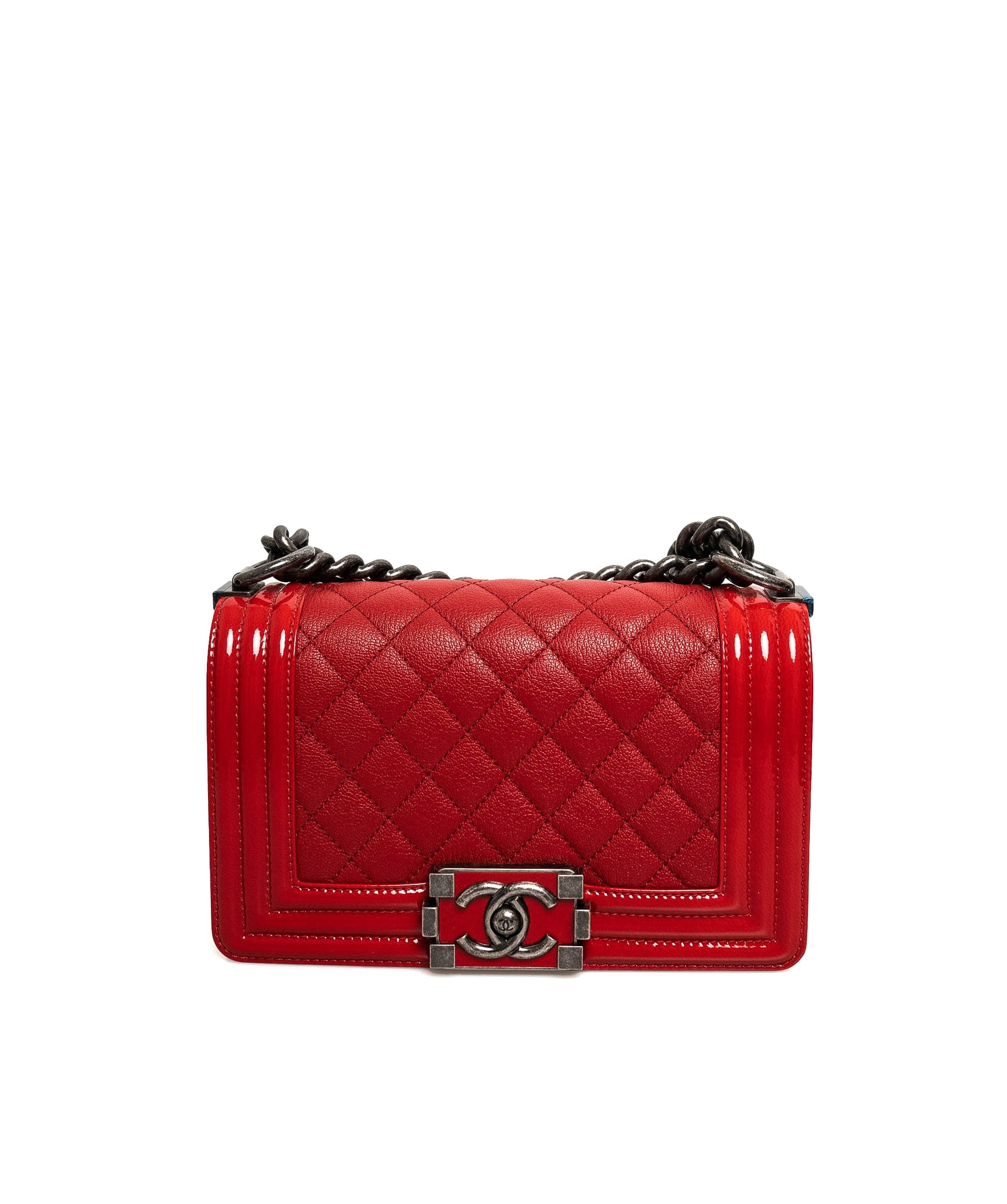 Chanel Chanel Small Red Caviar Leather Boy Bag - AGL1529