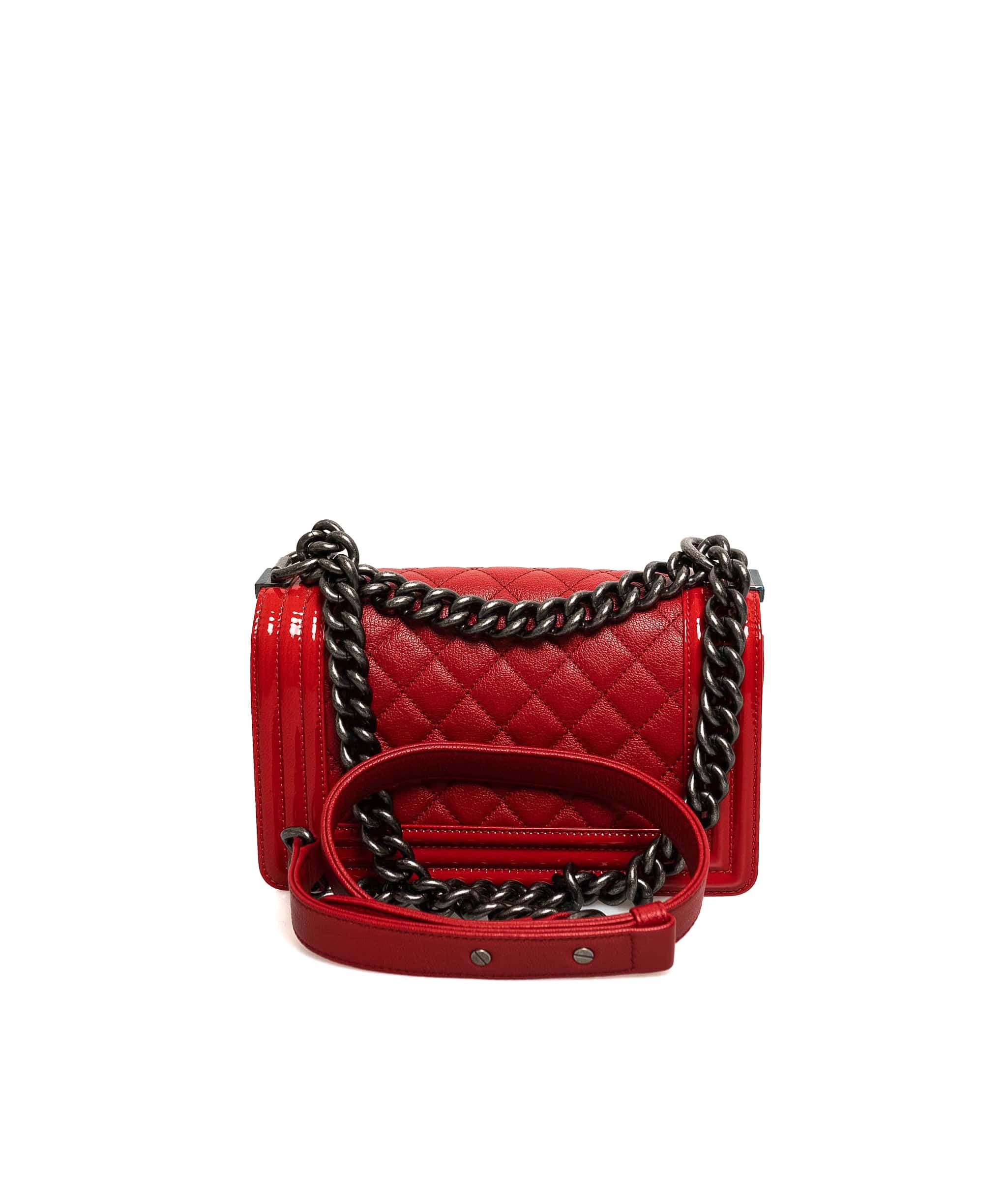 Chanel Chanel Small Red Caviar Leather Boy Bag - AGL1529