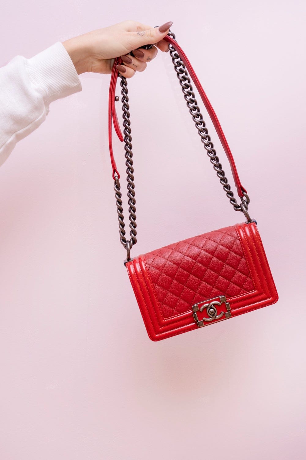 Chanel Chanel Small Red Caviar Leather Boy Bag - AGL1529