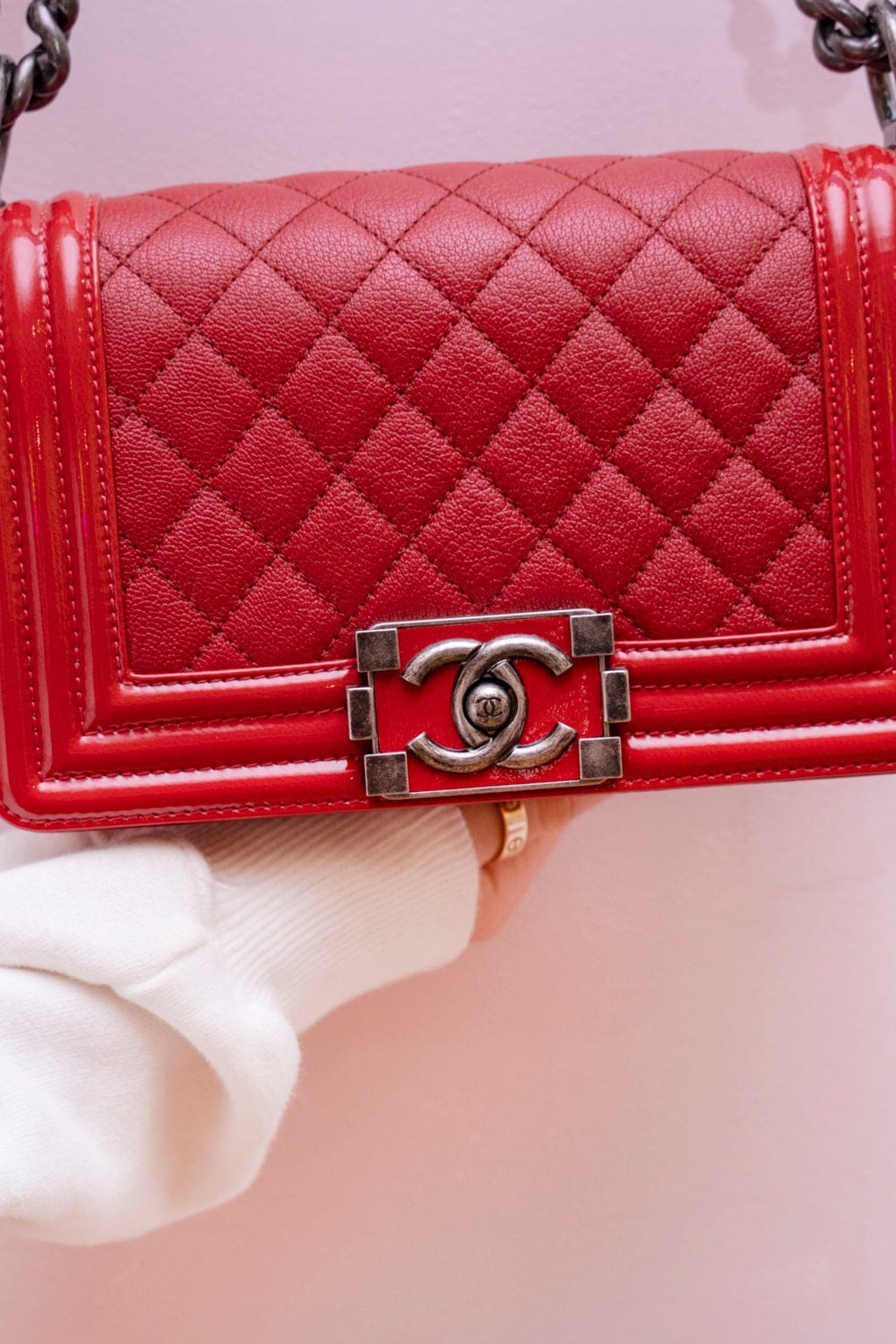 Chanel Chanel Small Red Caviar Leather Boy Bag - AGL1529