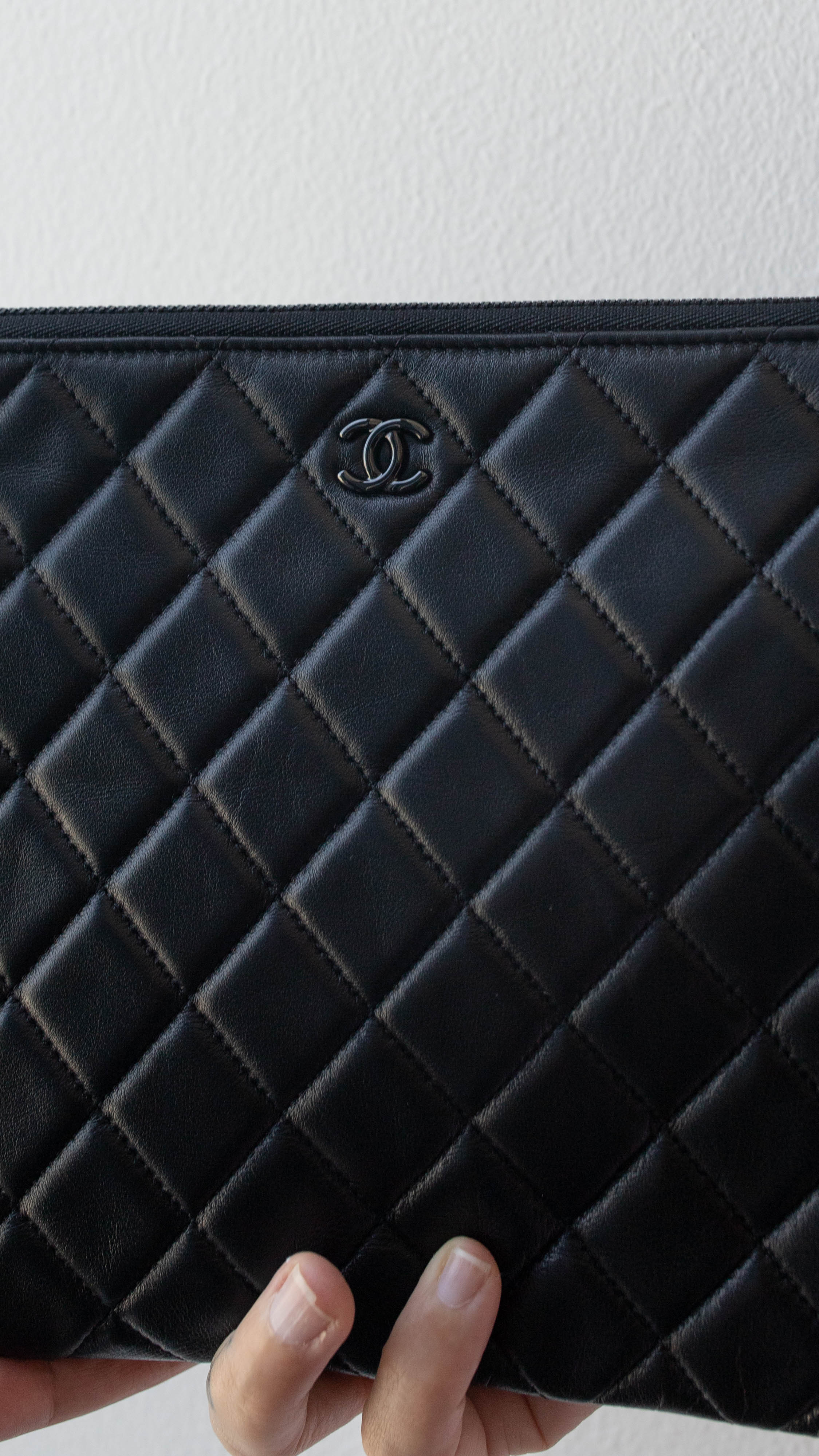 Chanel Chanel So Black Matelasse Leather Clutch Bag