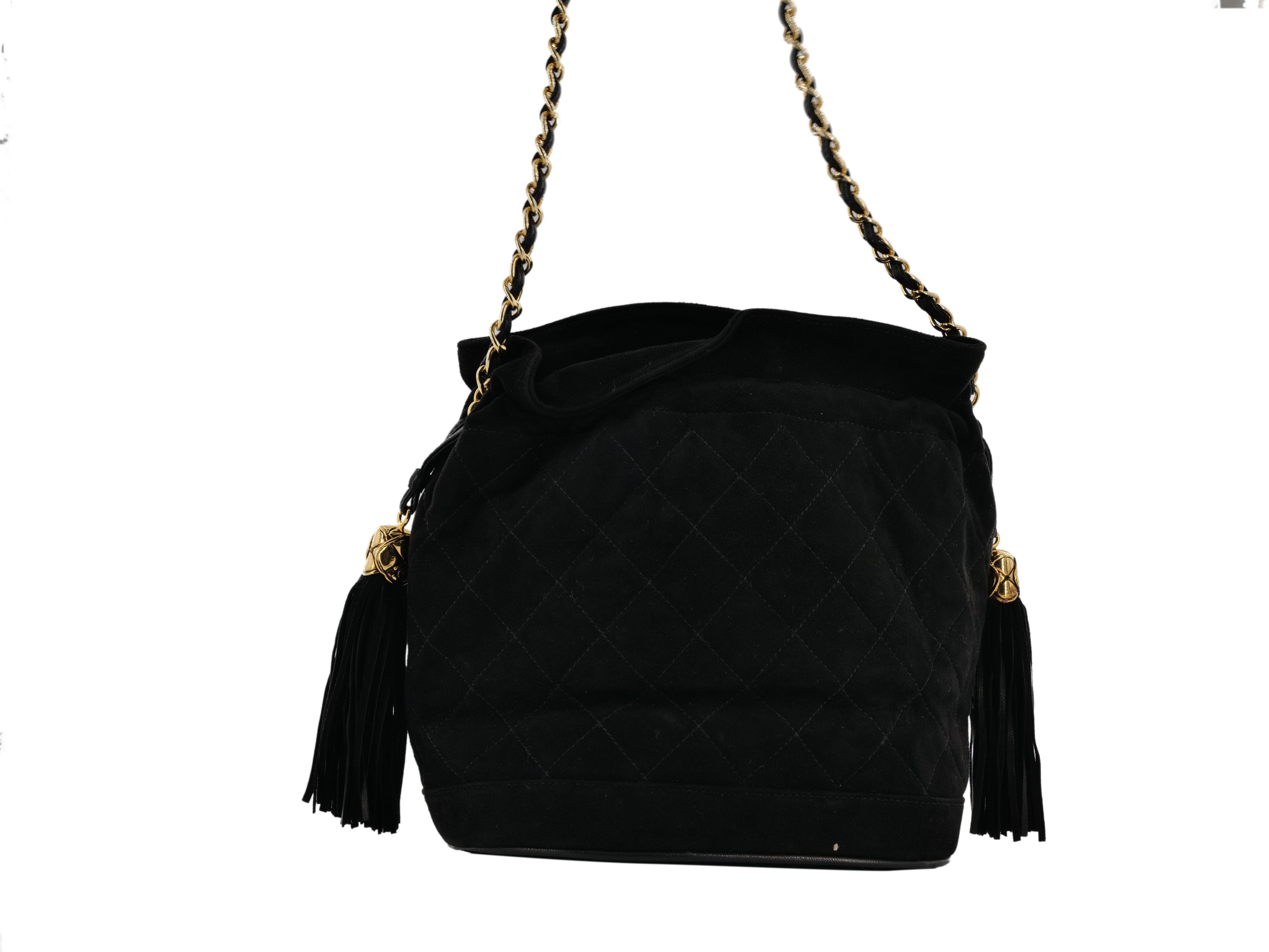 Chanel Chanel Suede Black Drawstring Pouch Bag - AWC1278