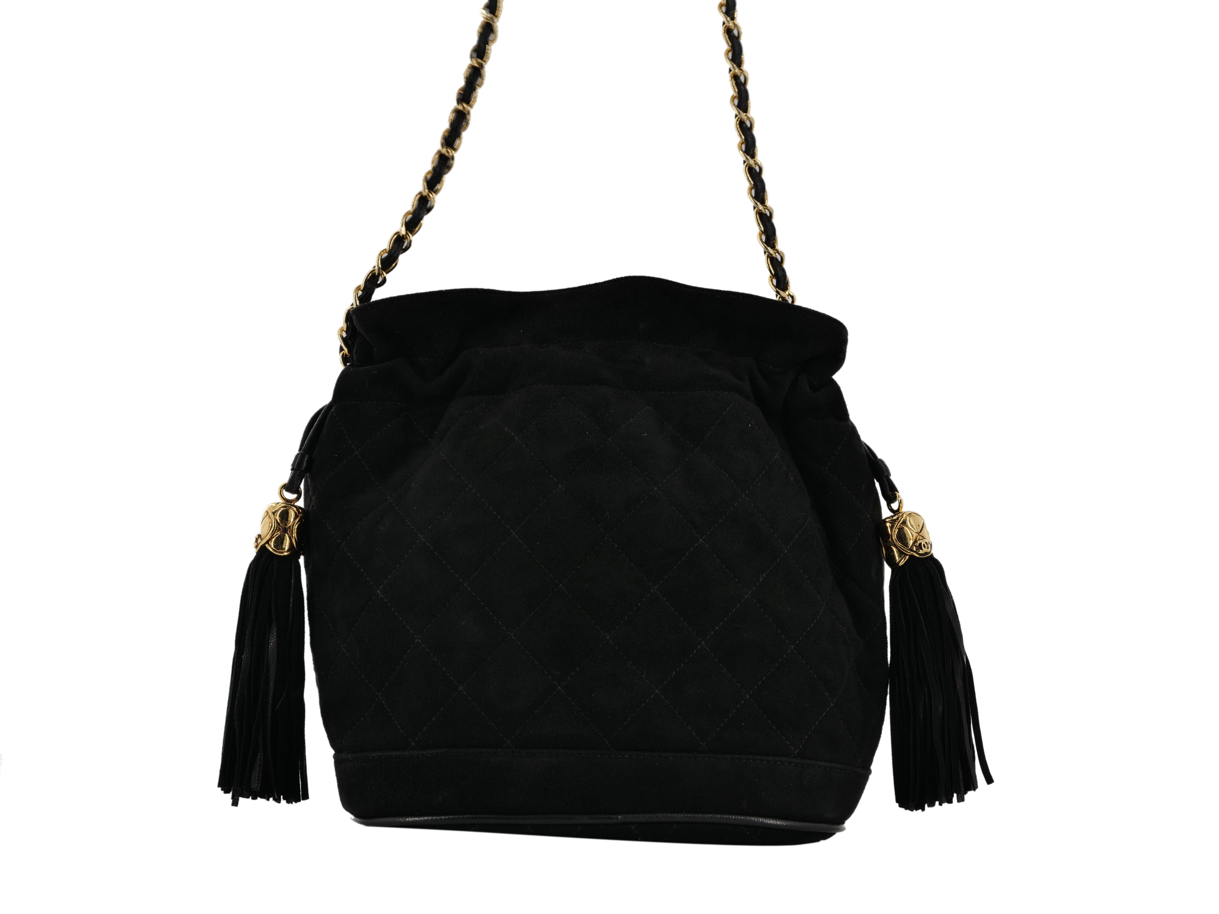 Chanel Chanel Suede Black Drawstring Pouch Bag - AWC1278