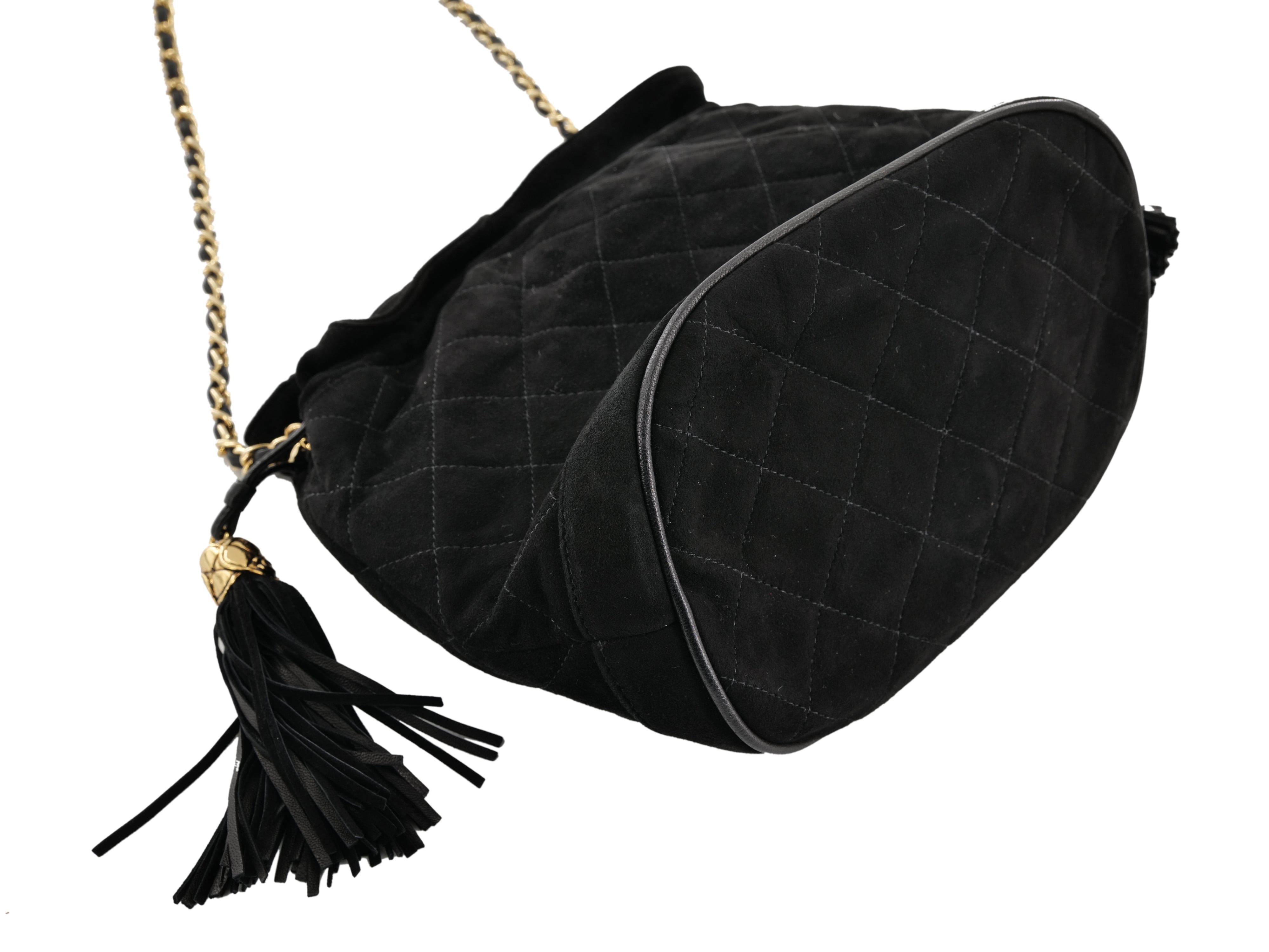 Chanel Chanel Suede Black Drawstring Pouch Bag - AWC1278