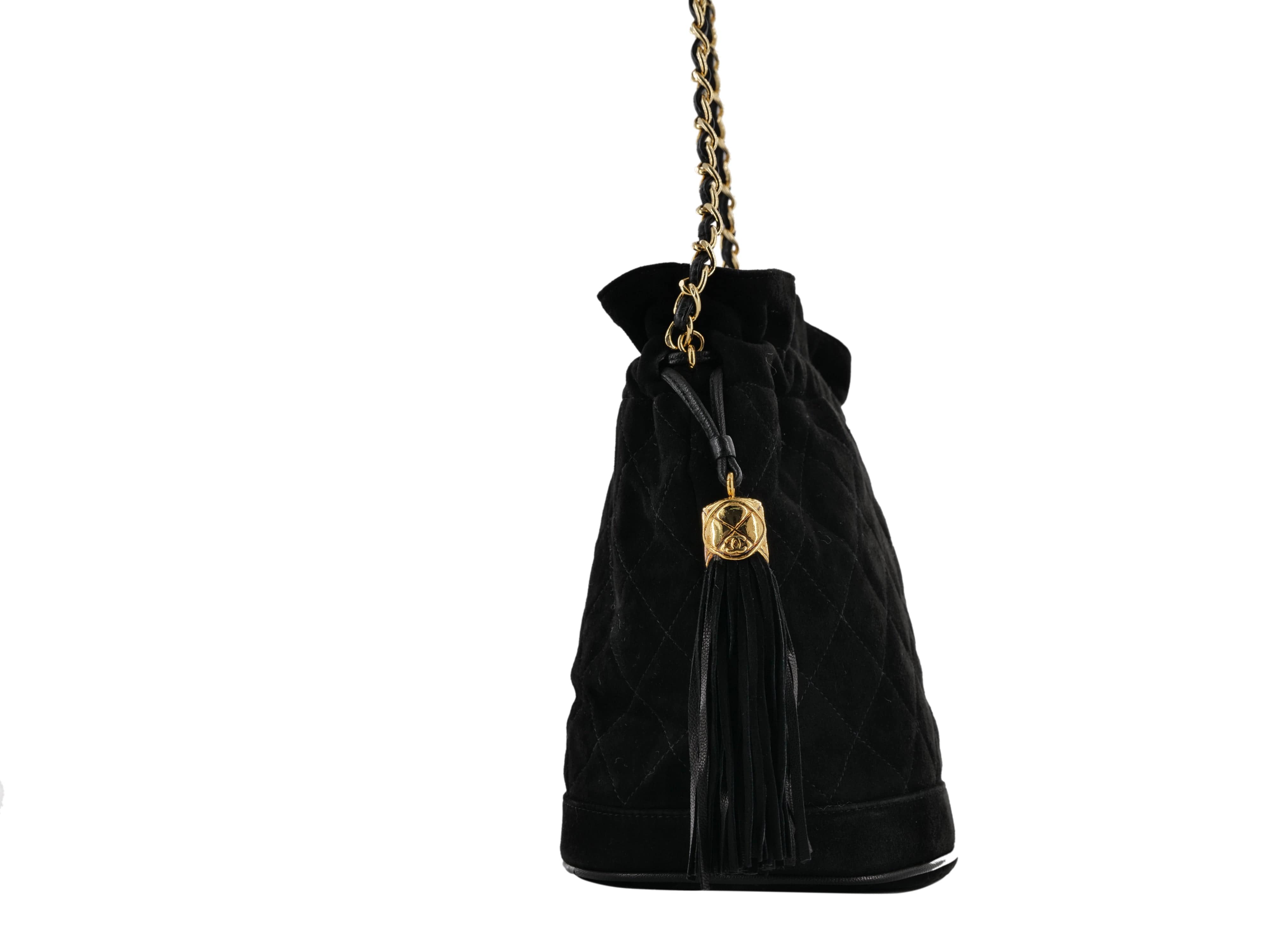 Chanel Chanel Suede Black Drawstring Pouch Bag - AWC1278