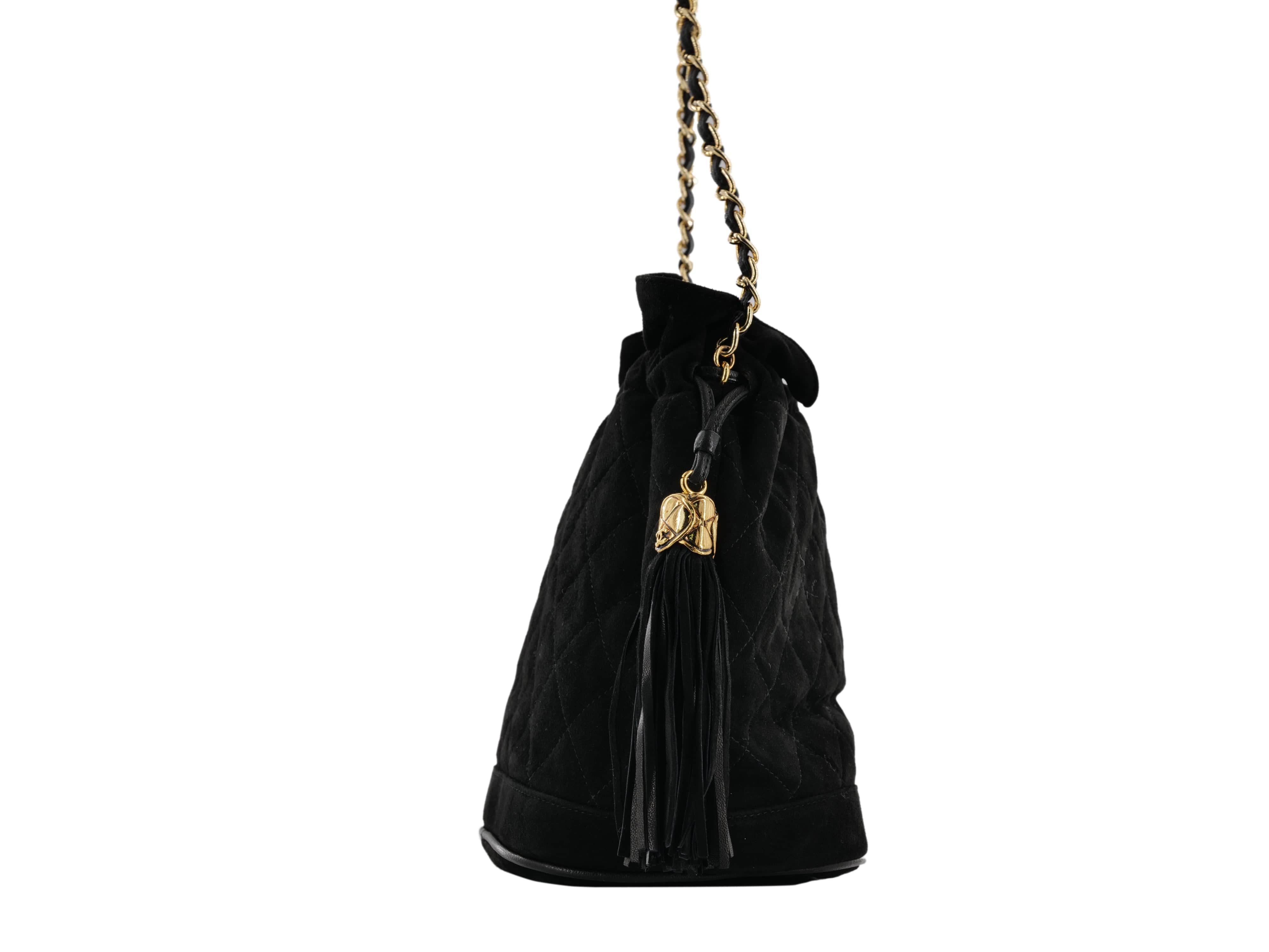 Chanel Chanel Suede Black Drawstring Pouch Bag - AWC1278