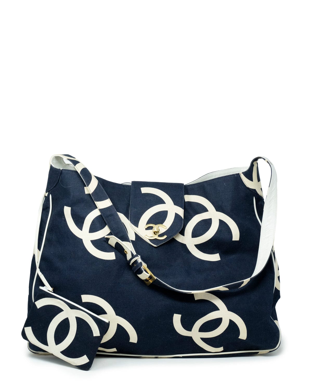 Chanel Chanel Supermodel Canvas Navy Printed CC Logo large Shoulder Bag - AWL3194