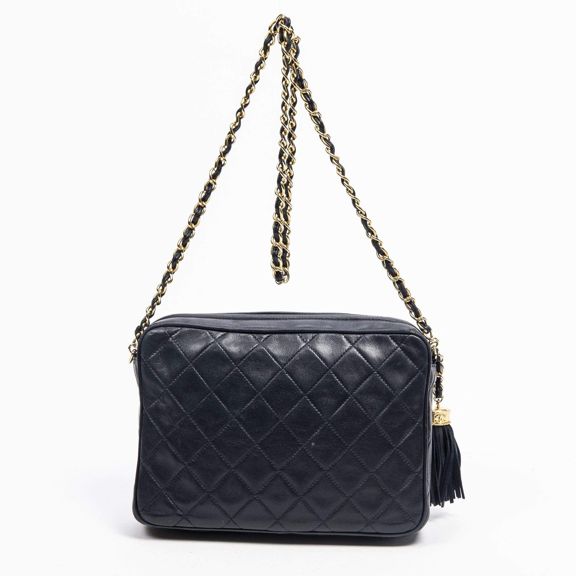 Chanel Chanel Tassel Camera Chain Bag Navy Blue Calf Bag - AWL1202