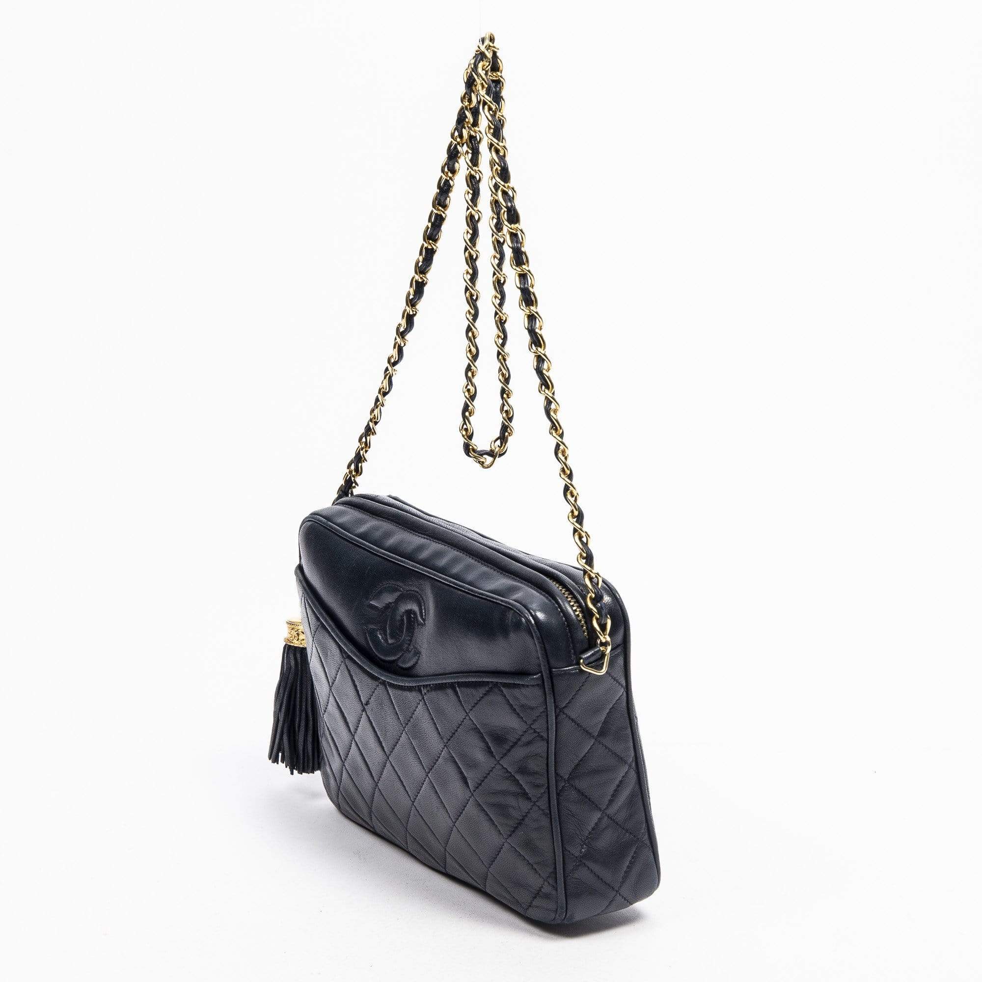 Chanel Chanel Tassel Camera Chain Bag Navy Blue Calf Bag - AWL1202