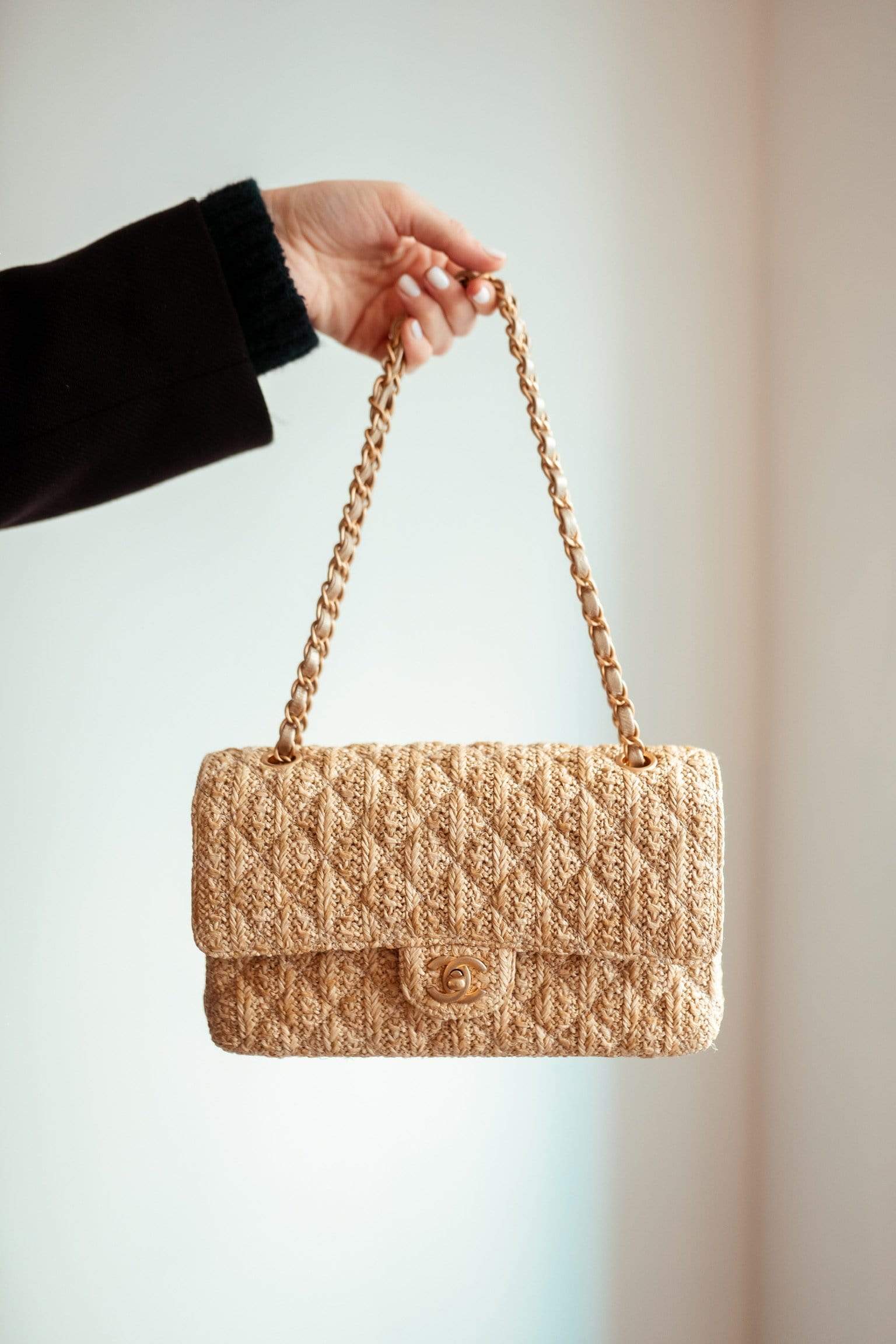 Chanel Chanel timeless medium raffia shw ASC1073