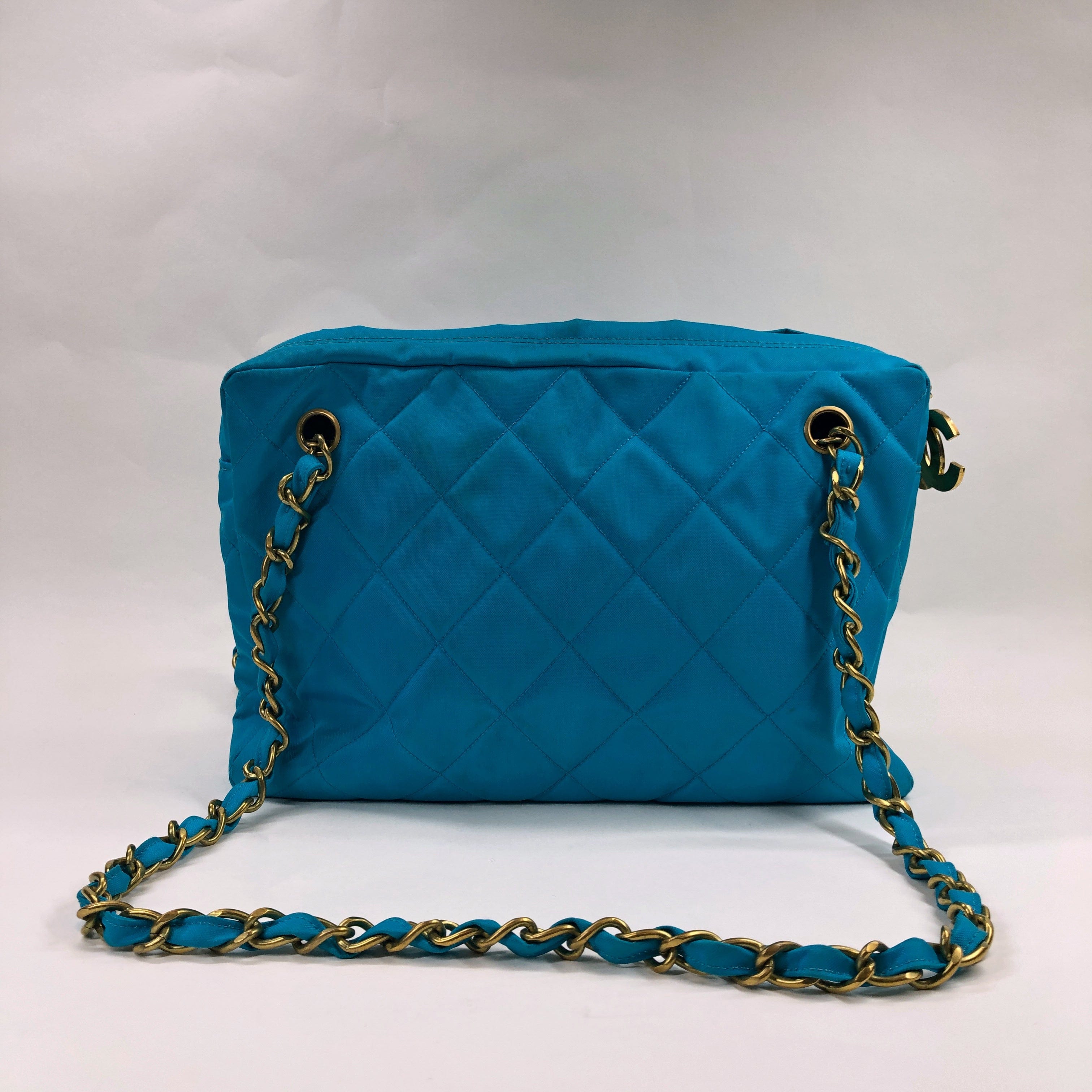 Chanel Chanel Turquoise Canvas  Shoulder Bag PXL2318