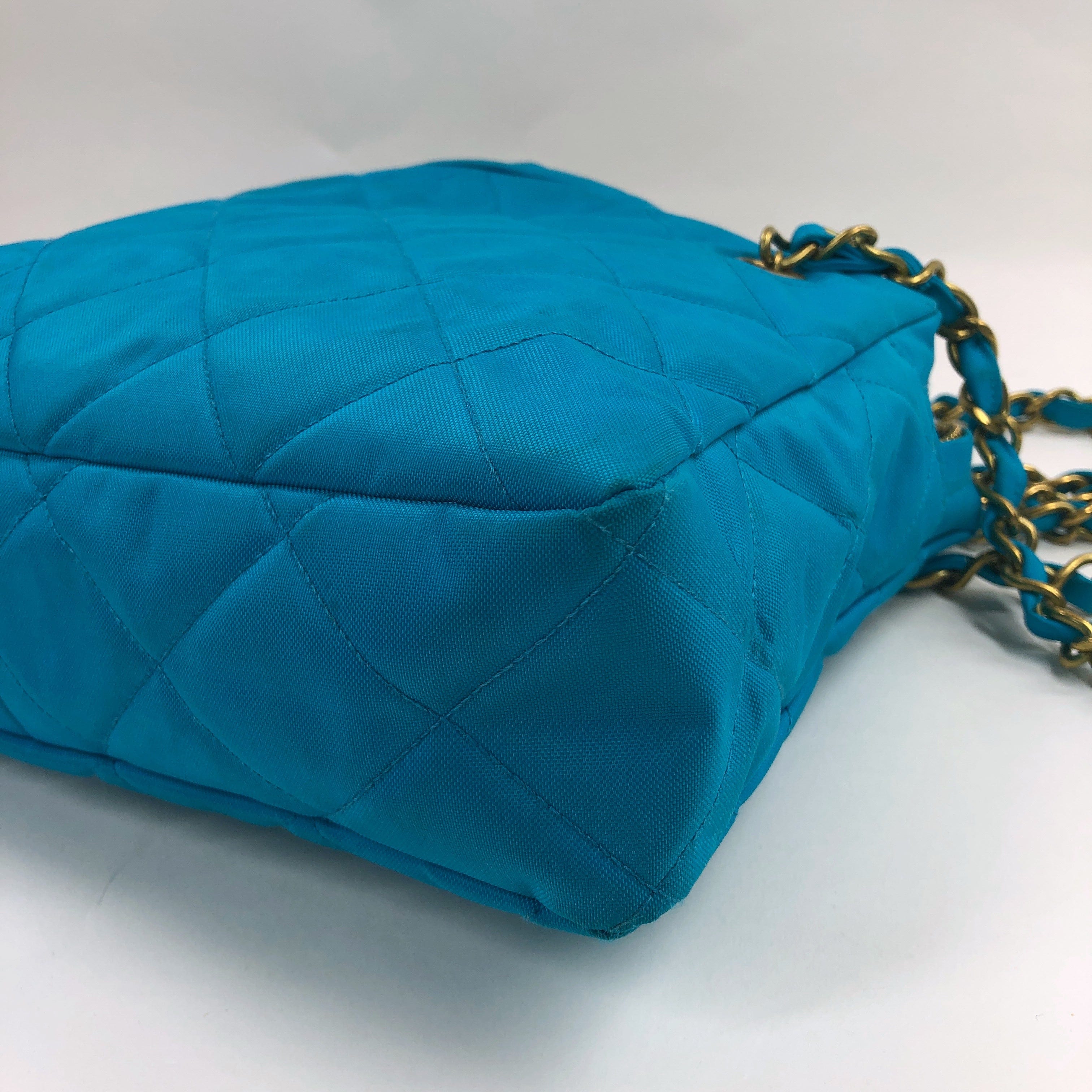 Chanel Chanel Turquoise Canvas  Shoulder Bag PXL2318