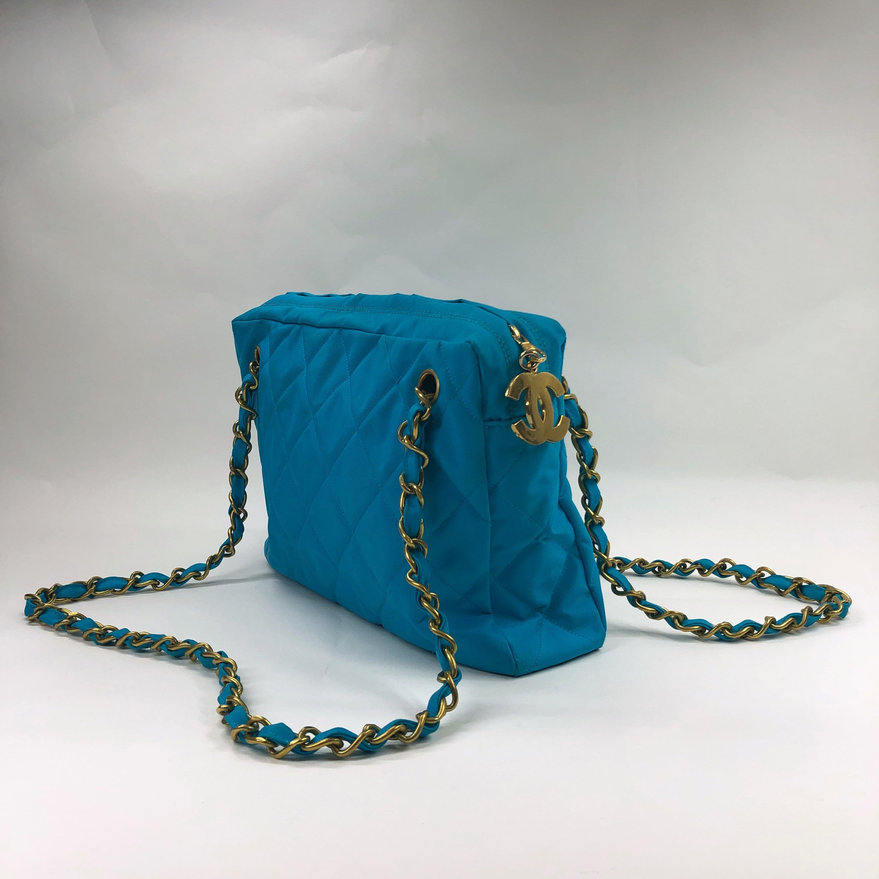 Chanel Chanel Turquoise Canvas  Shoulder Bag PXL2318