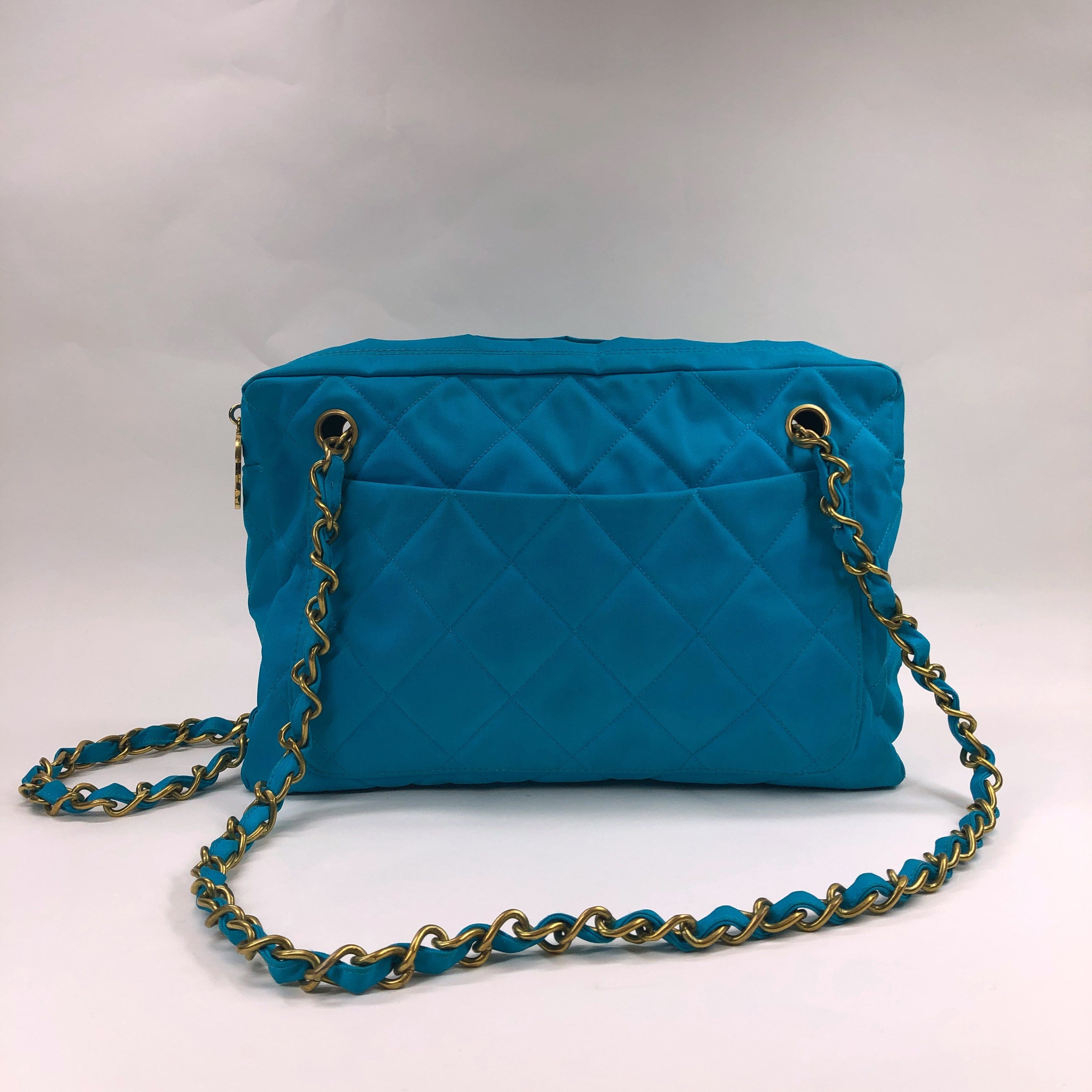 Chanel Chanel Turquoise Canvas  Shoulder Bag PXL2318