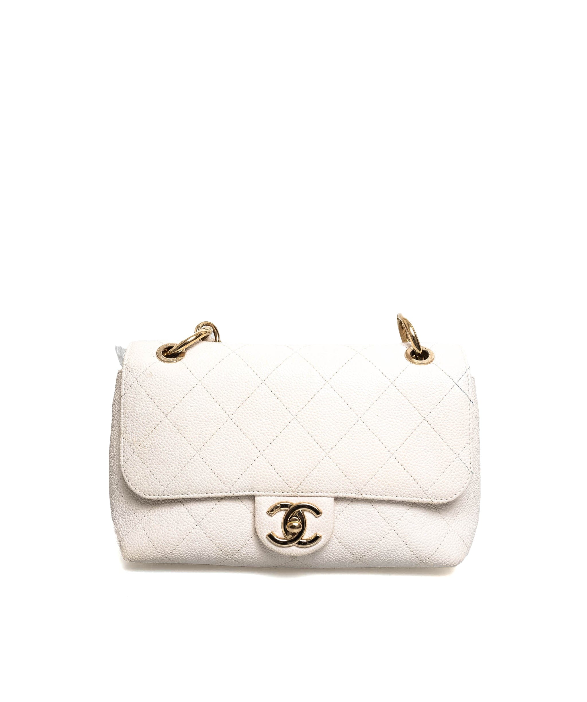 Chanel Chanel White Caviar 9' Flap Bag GHW - AGL1549