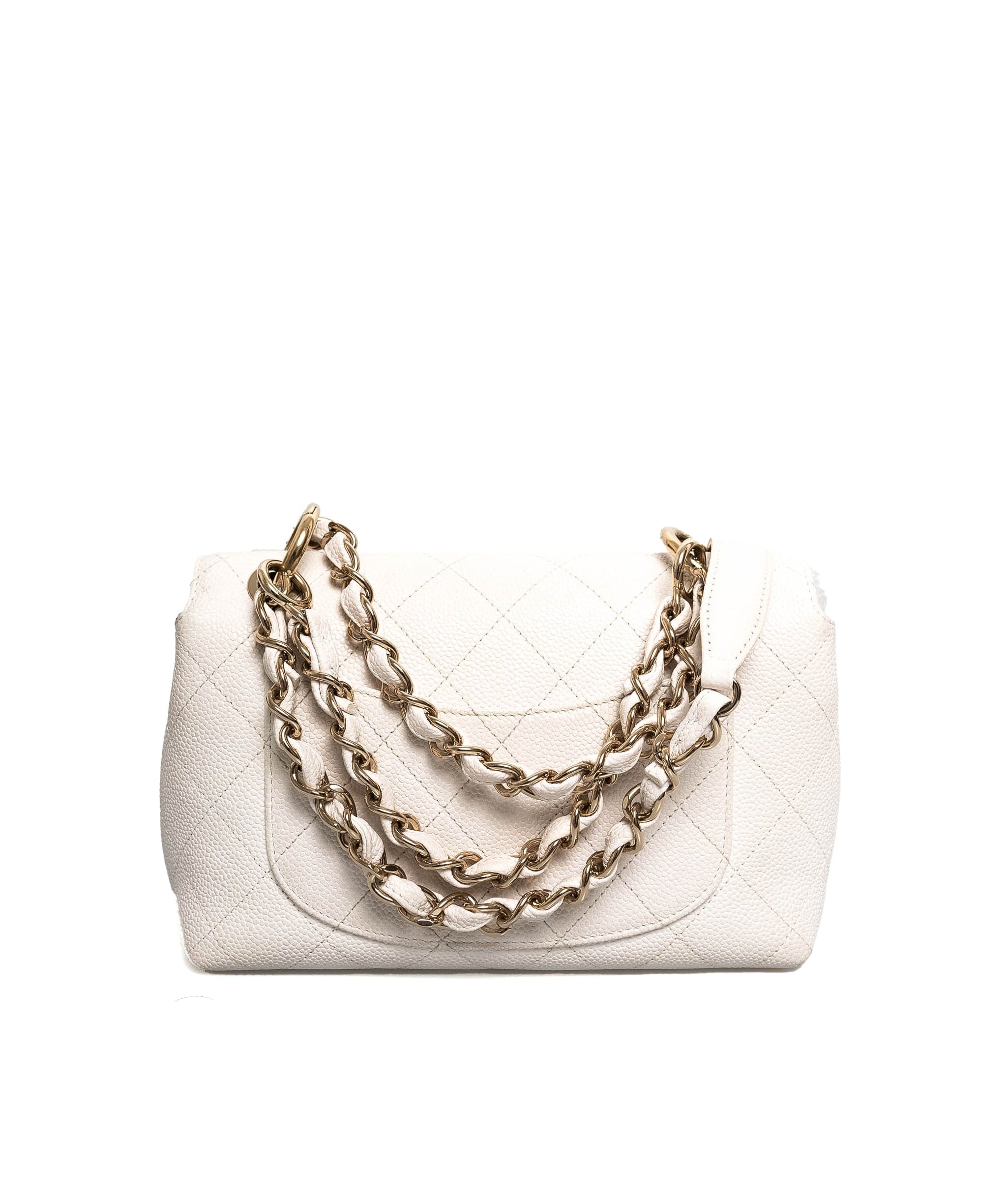 Chanel Chanel White Caviar 9' Flap Bag GHW - AGL1549