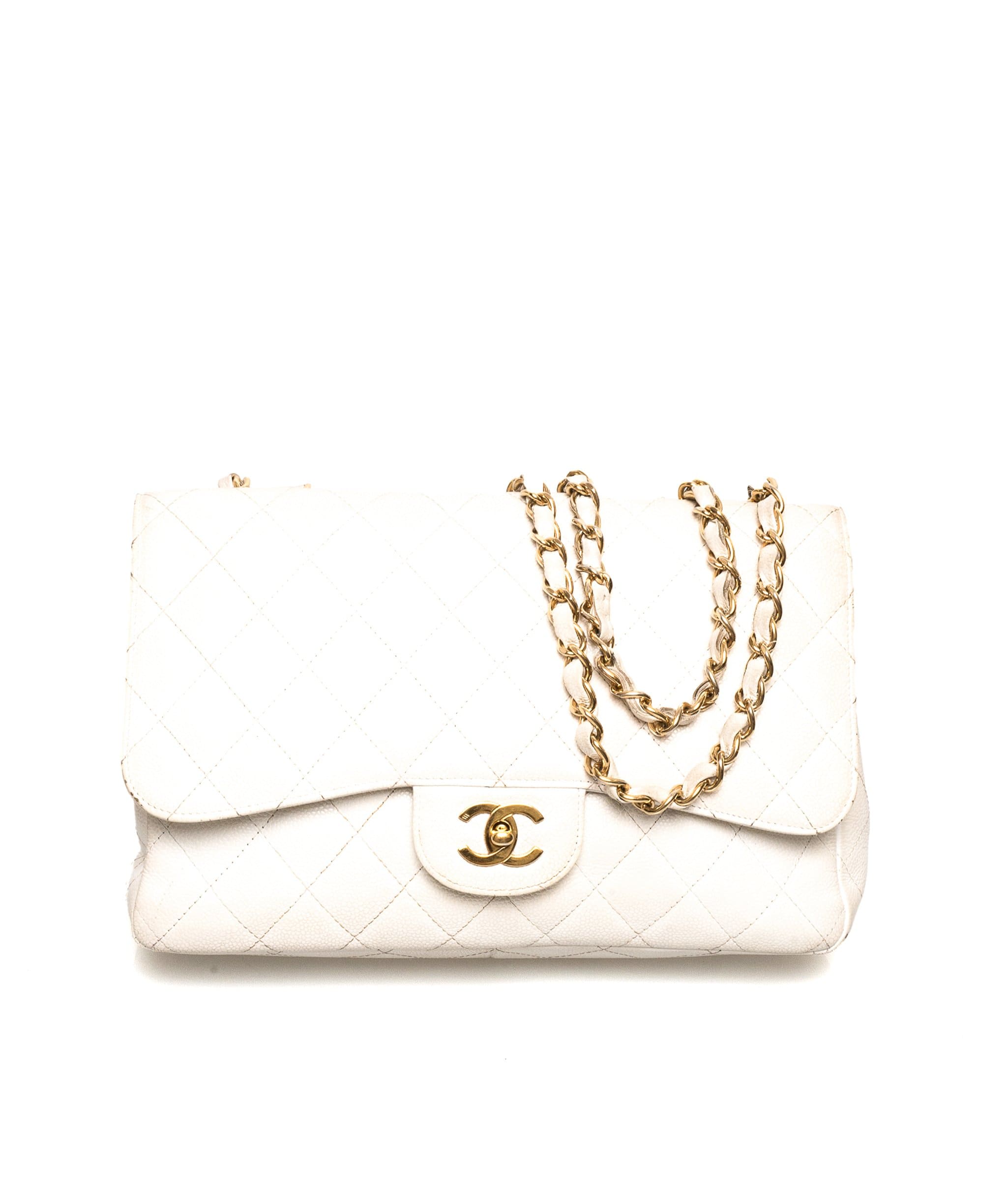 Chanel Chanel White Caviar Jumbo Bag GHW  - AGL1374