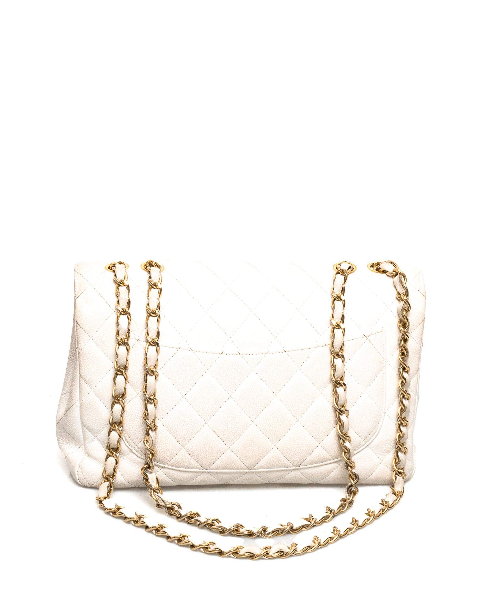 Chanel Chanel White Caviar Jumbo Bag GHW  - AGL1374