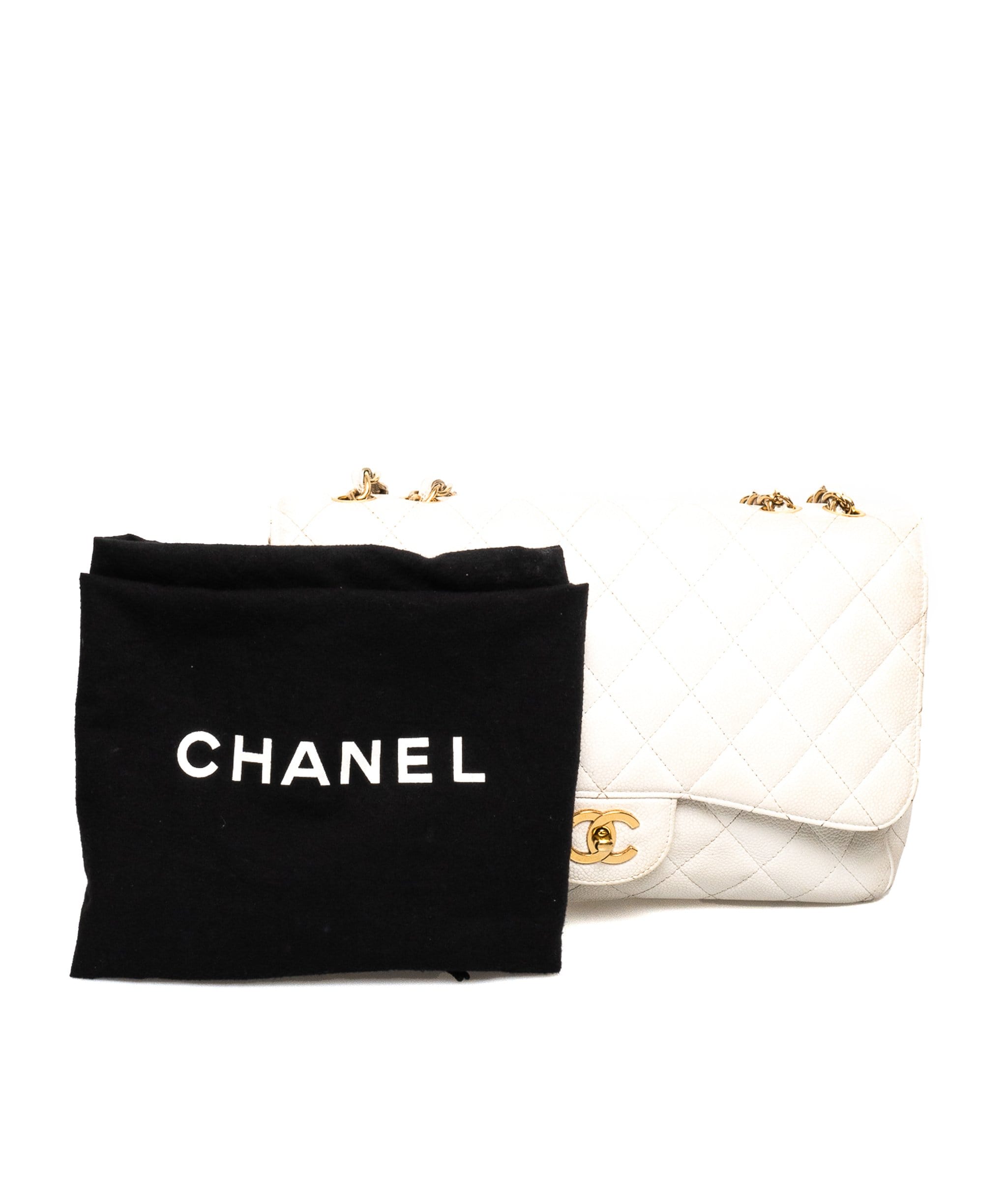 Chanel Chanel White Caviar Jumbo Bag GHW  - AGL1374