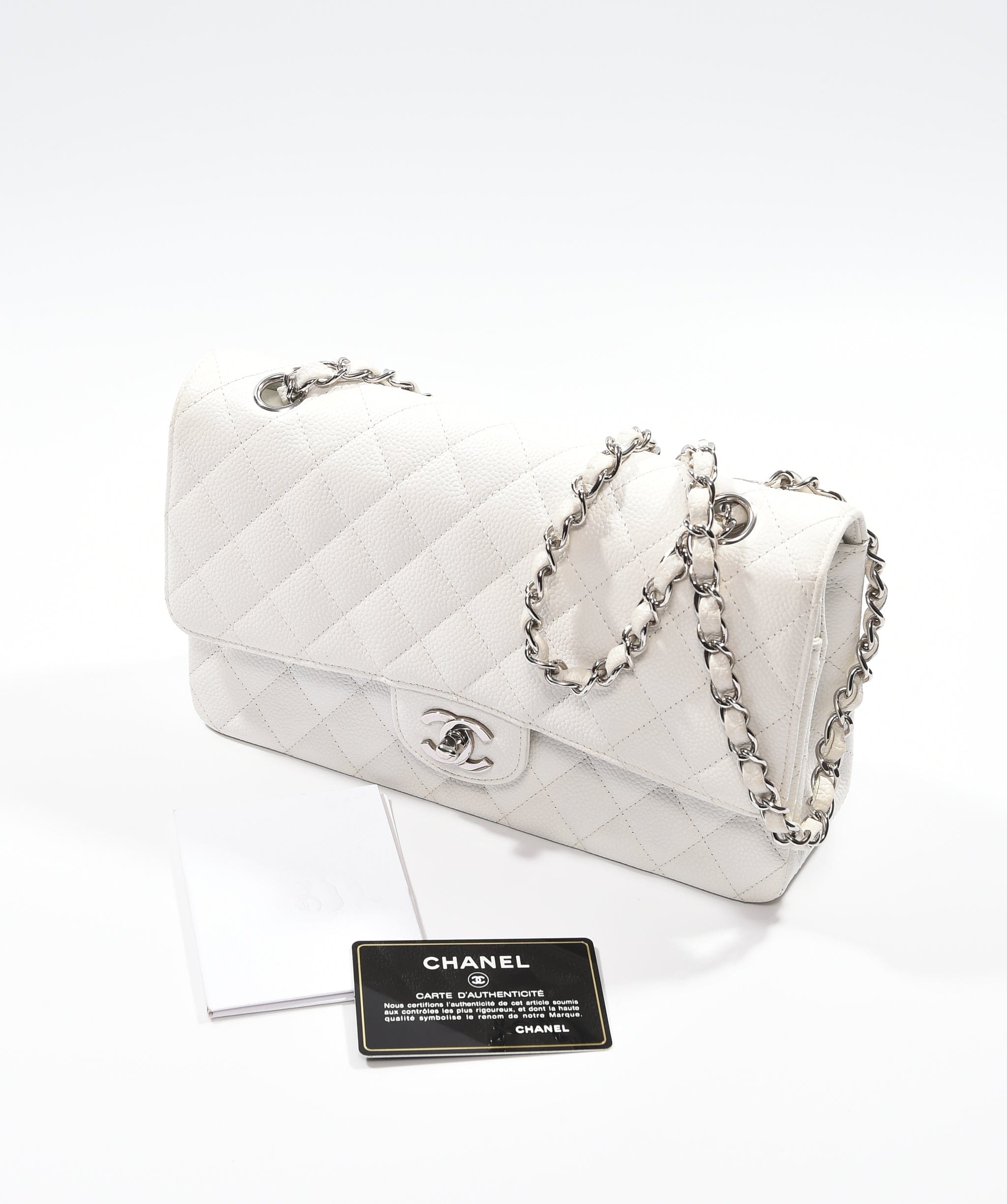 Chanel Chanel white caviar medium classic flap ASL3318