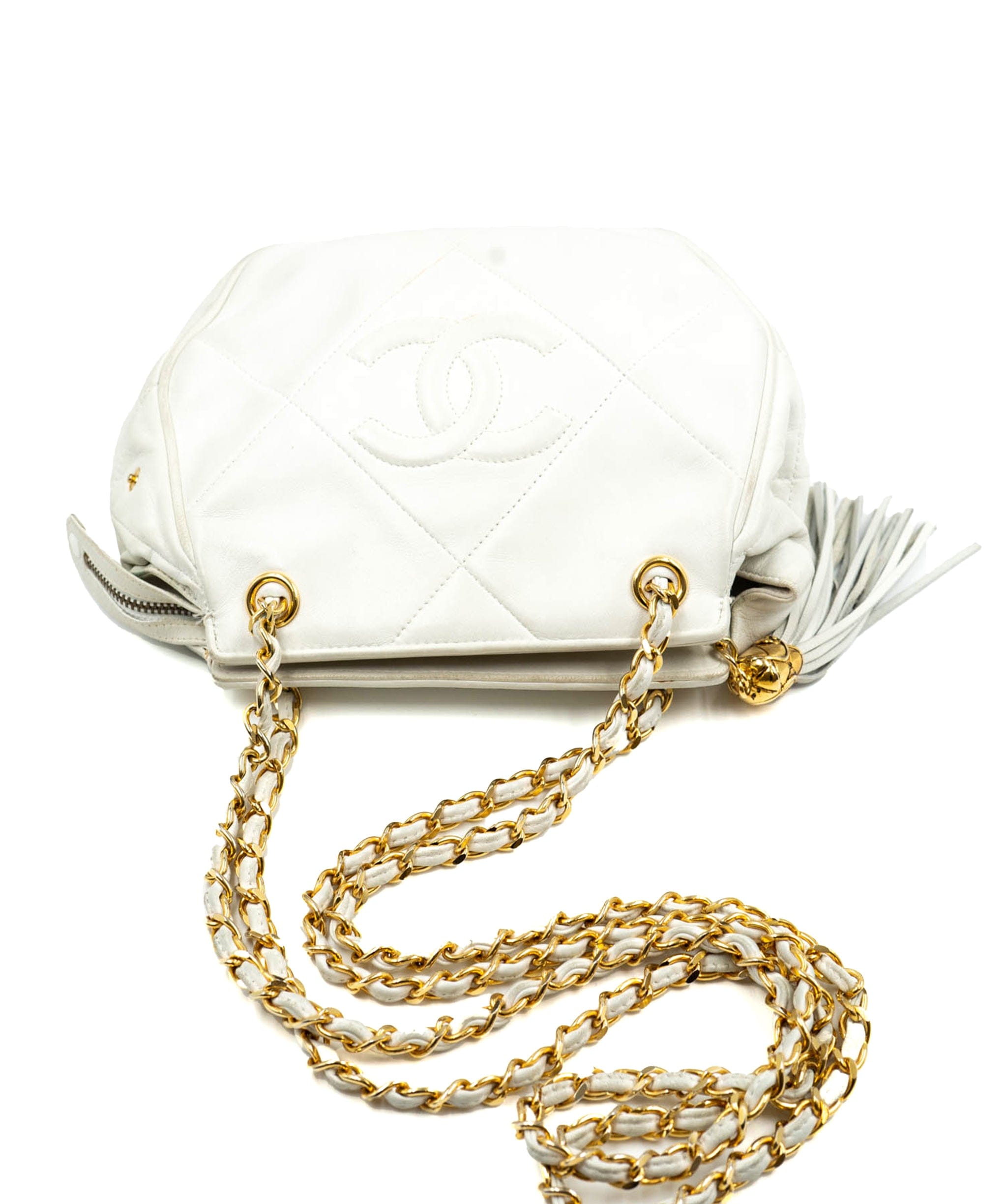 Chanel Chanel White CC Double Chain Shoulder Bag - AWL4103